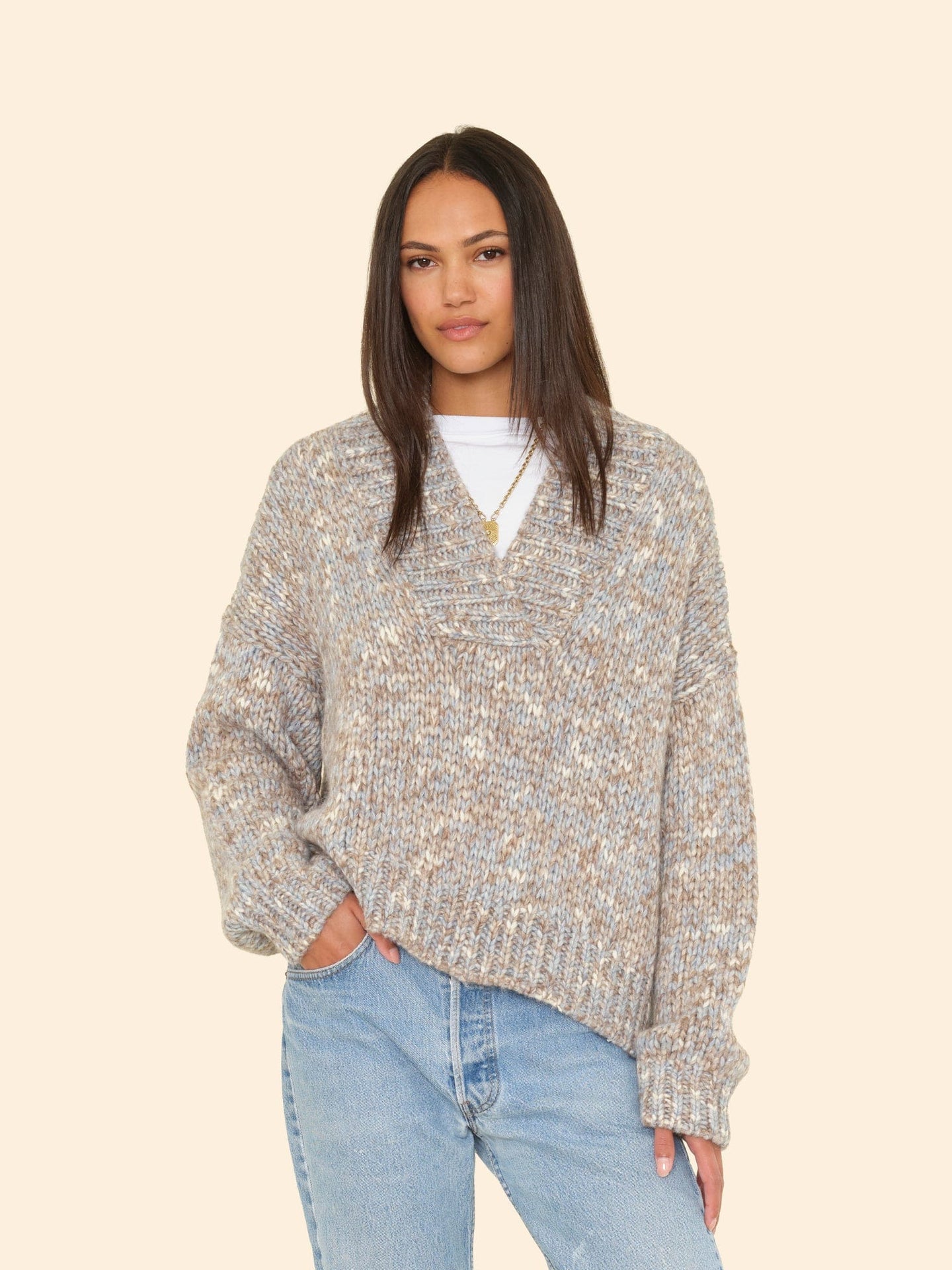 X2506 Sweater Light Blue Melange Keyes Sweater Light Blue Melange Keyes Sweater
