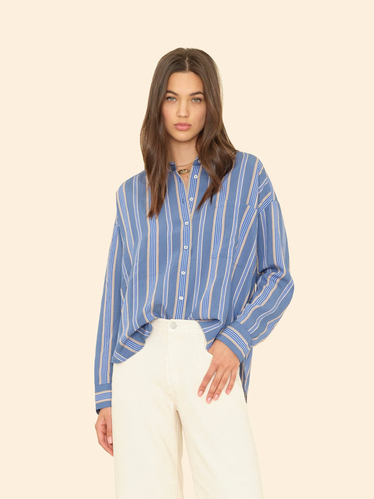 navy blue striped dress shirt Blue and White Bengal Stripe Dress Shirt