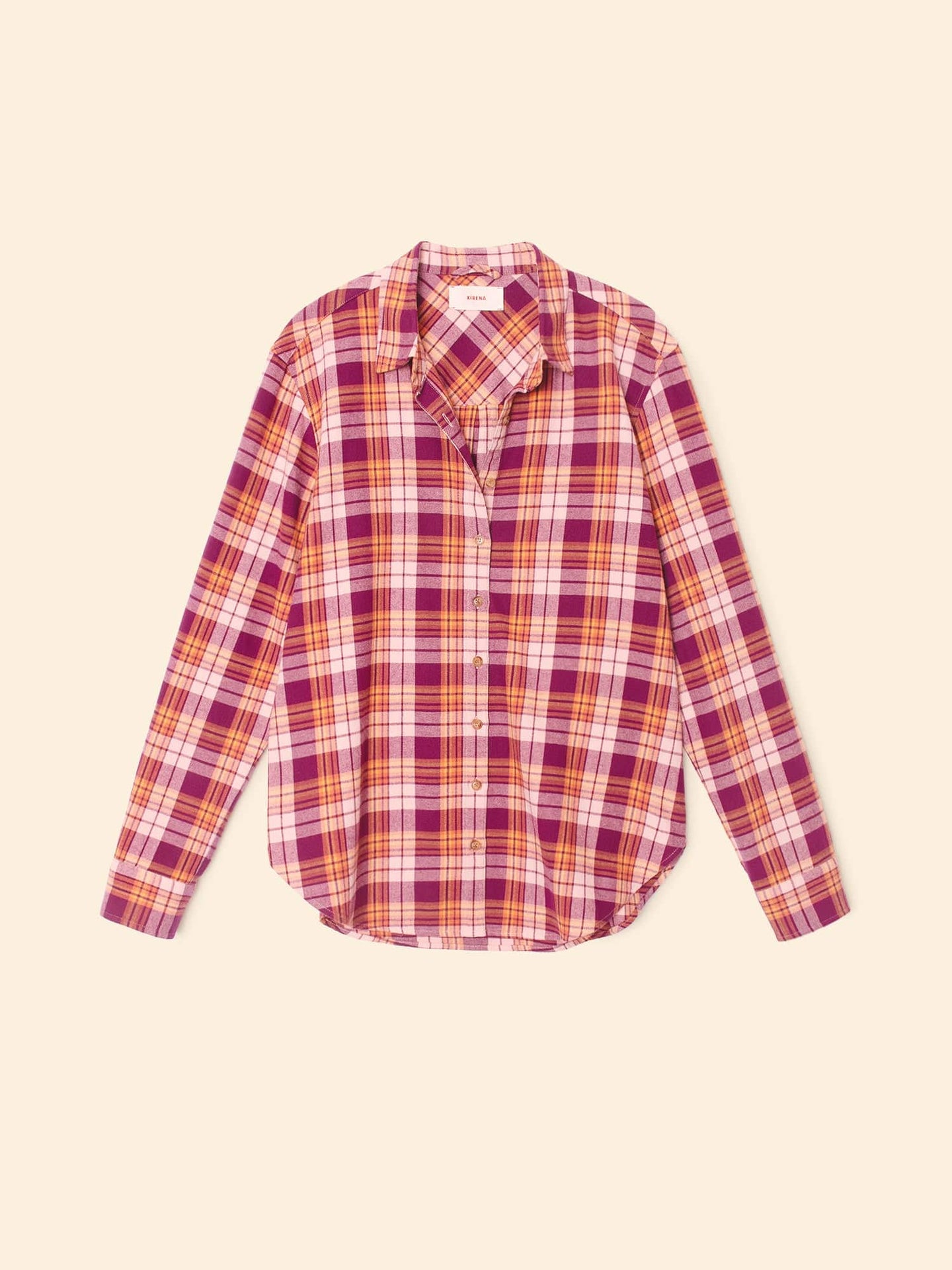 X2507 Shirt Pink Orange Plaid Beau Shirt Pink Orange Plaid Beau Shirt