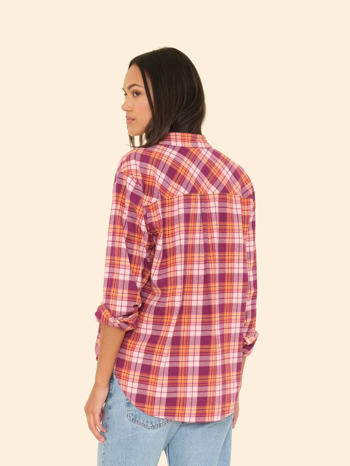 X2507 Shirt Pink Orange Plaid Beau Shirt Pink Orange Plaid Beau Shirt