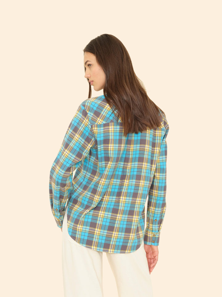 X2507 Shirt Turquoise Yellow Plaid Beau Shirt Turquoise Yellow Plaid Beau Shirt