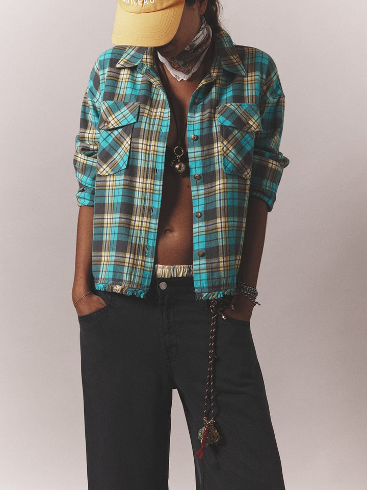 X2507 Shirt Turquoise Yellow Plaid Ian Shirt Turquoise Yellow Plaid Ian Shirt