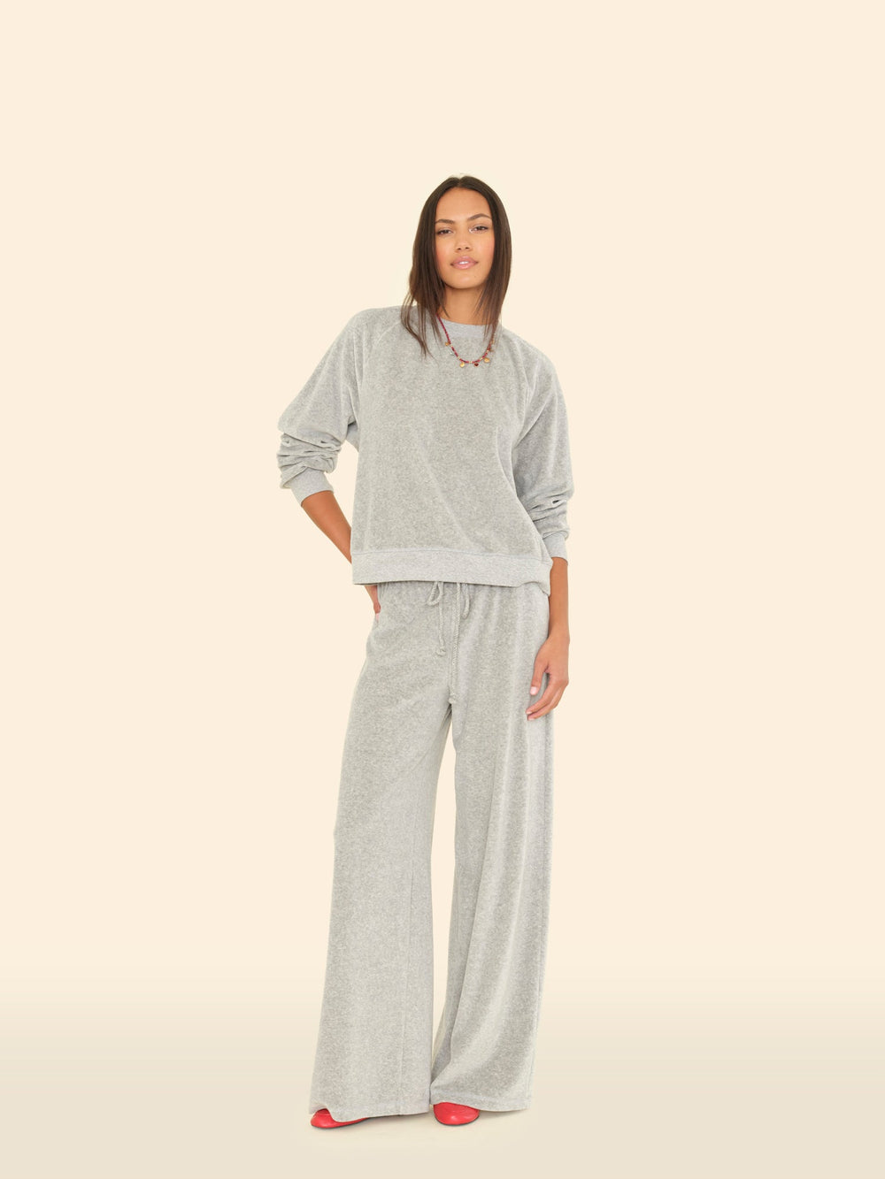 X2508 Pant Heather Grey Manon Velour Pant Heather Grey Manon Velour Pant