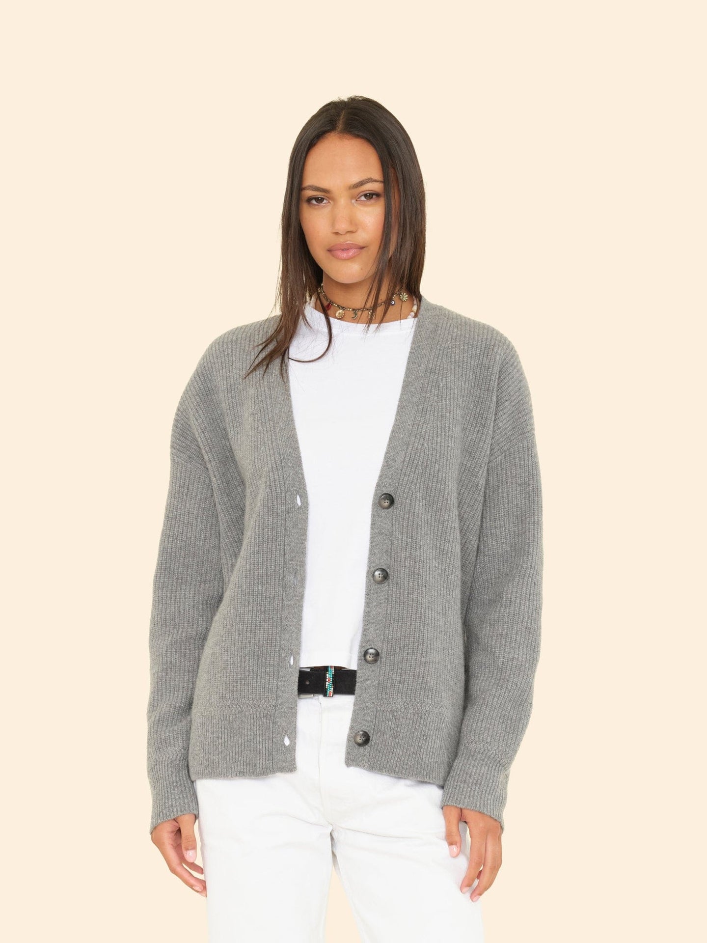 X2508 Sweater Flannel Grey Heather Ramona Cardigan Flannel Grey Heather Ramona Cardigan