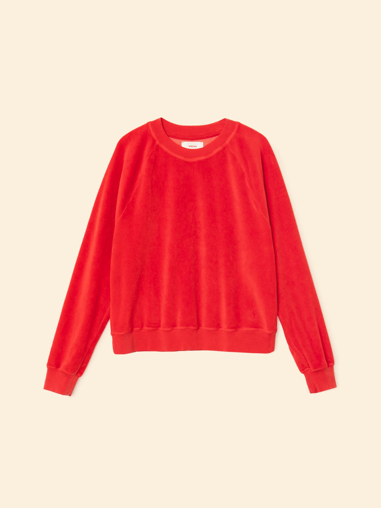 X2508 Sweatshirt Carmine Red Pierre Velour Sweatshirt Carmine Red Pierre Velour Sweatshirt