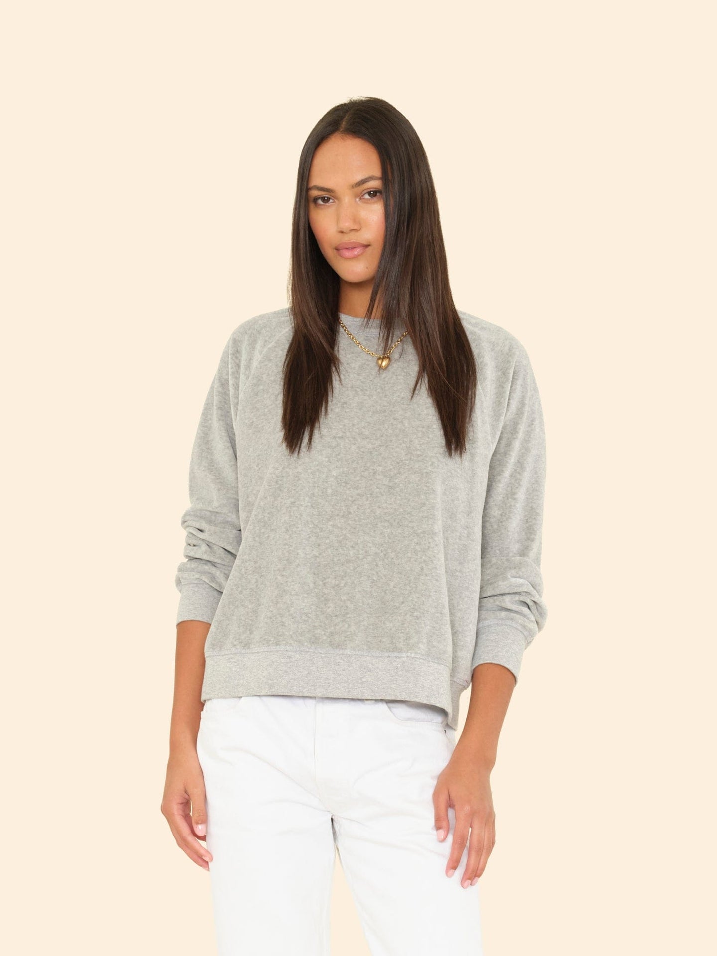 X2508 Sweatshirt Heather Grey Pierre Velour Sweatshirt Heather Grey Pierre Velour Sweatshirt