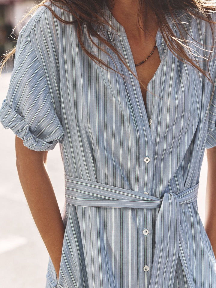 X2509 Dress Chambray Teal Stripe Liora Dress Chambray Teal Stripe Liora Dress