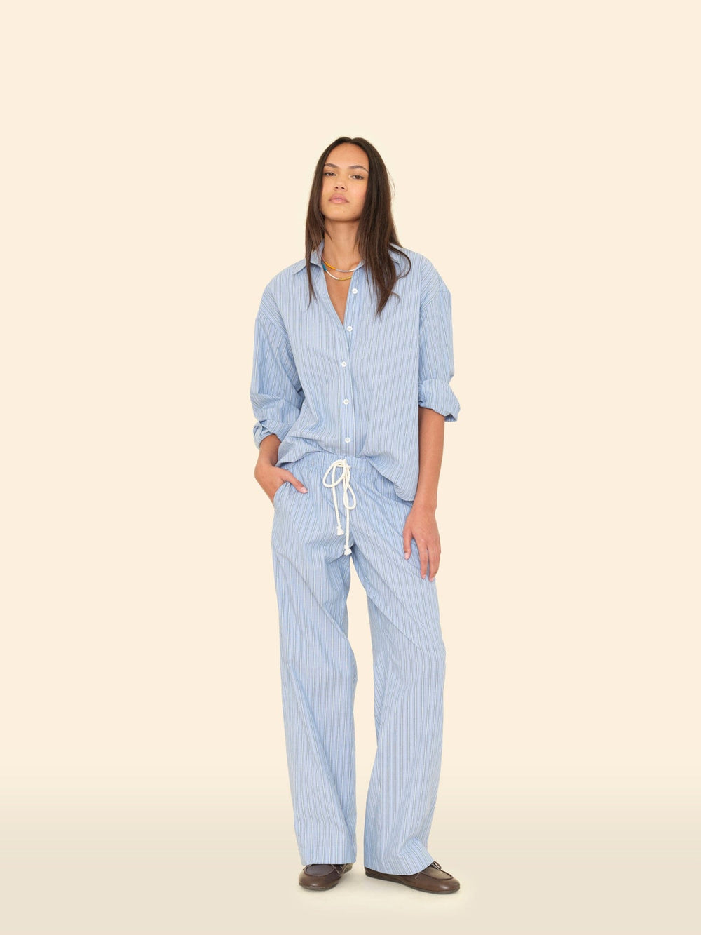 X2509 Pant Chambray Teal Stripe Brinna Pant Chambray Teal Stripe Brinna Pant
