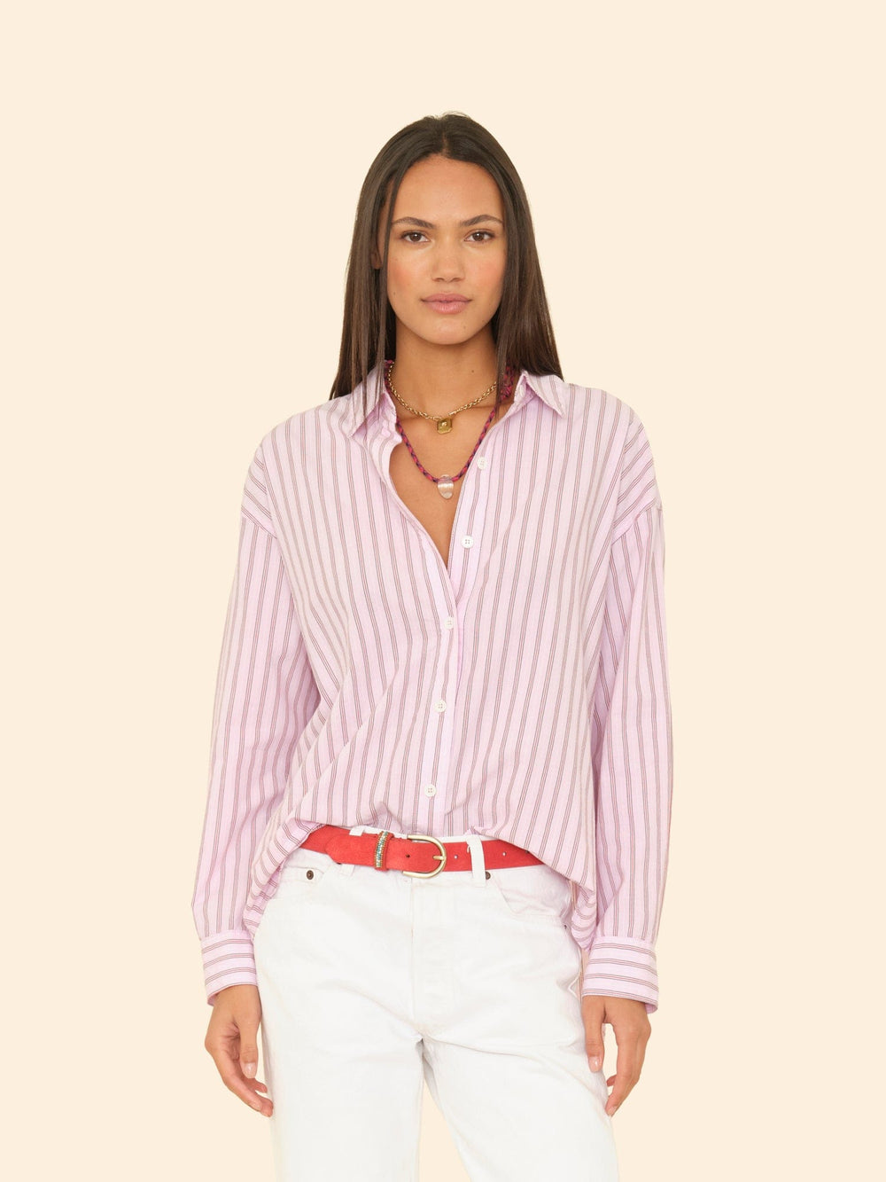 X2509 Shirt Blush Cherry Stripe Hayven Shirt Blush Cherry Stripe Hayven Shirt