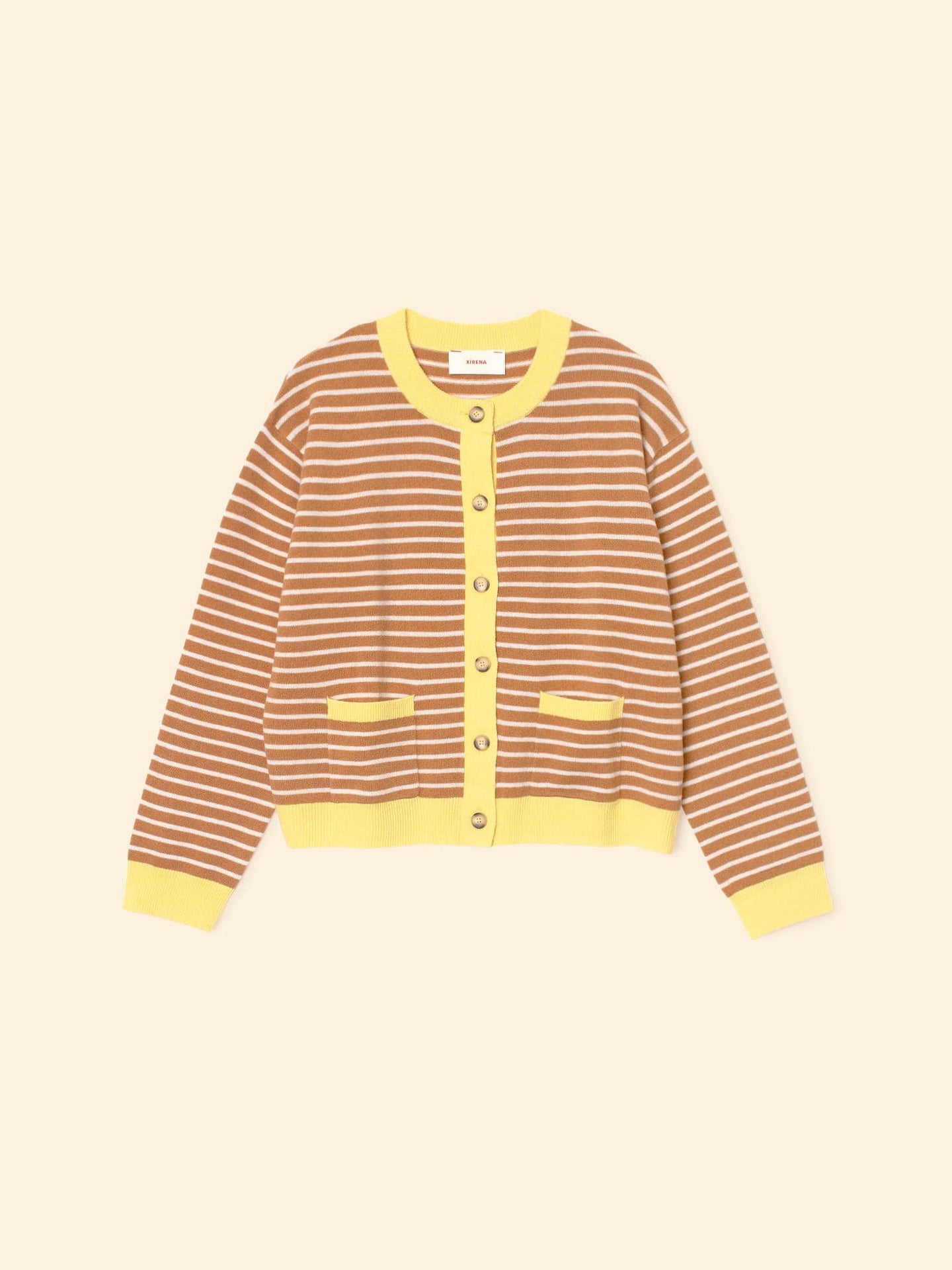 X2509 Sweater Camel Stripe Lillian Cardigan Camel Stripe Lillian Cardigan