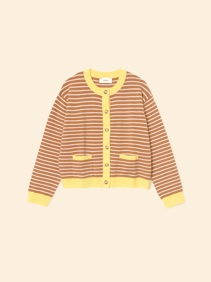 X2509 Sweater Camel Stripe Lillian Cardigan Camel Stripe Lillian Cardigan