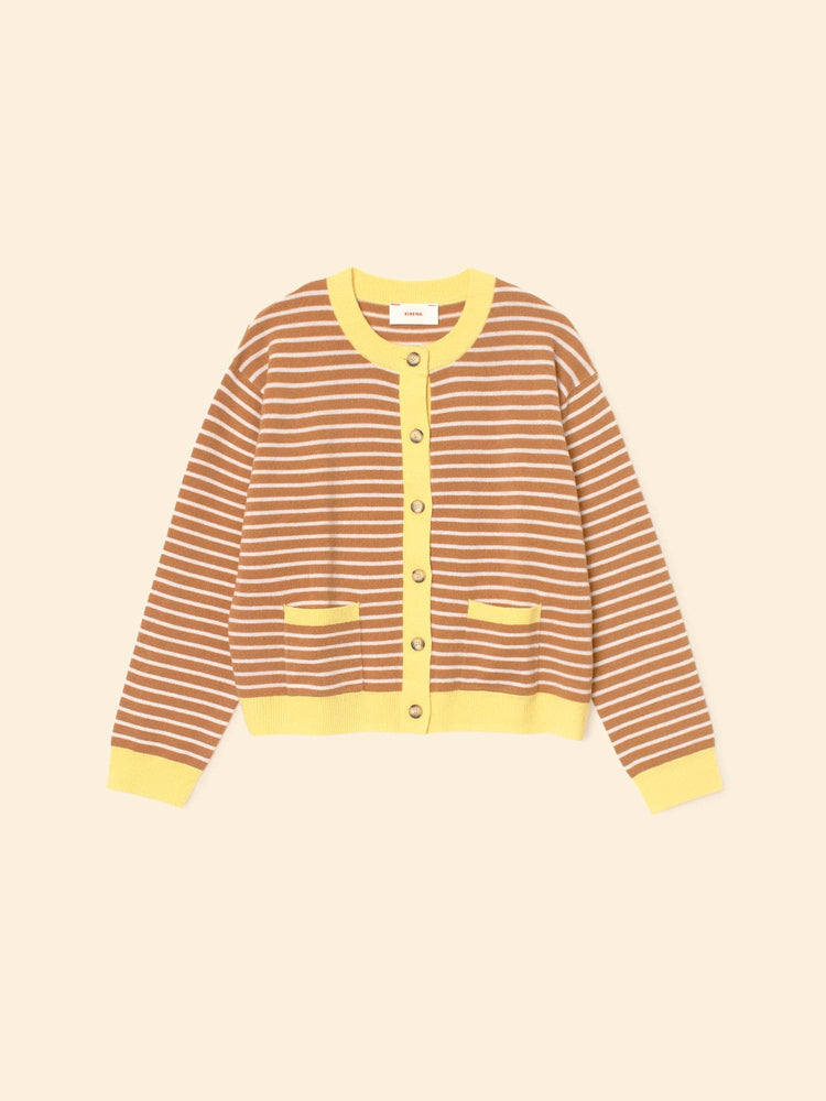 X2509 Sweater Camel Stripe Lillian Cardigan Camel Stripe Lillian Cardigan