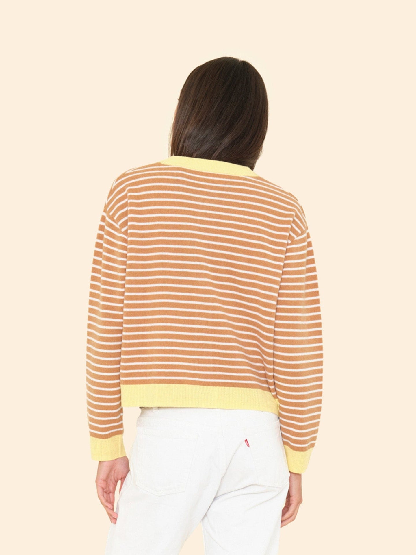 X2509 Sweater Camel Stripe Lillian Cardigan Camel Stripe Lillian Cardigan