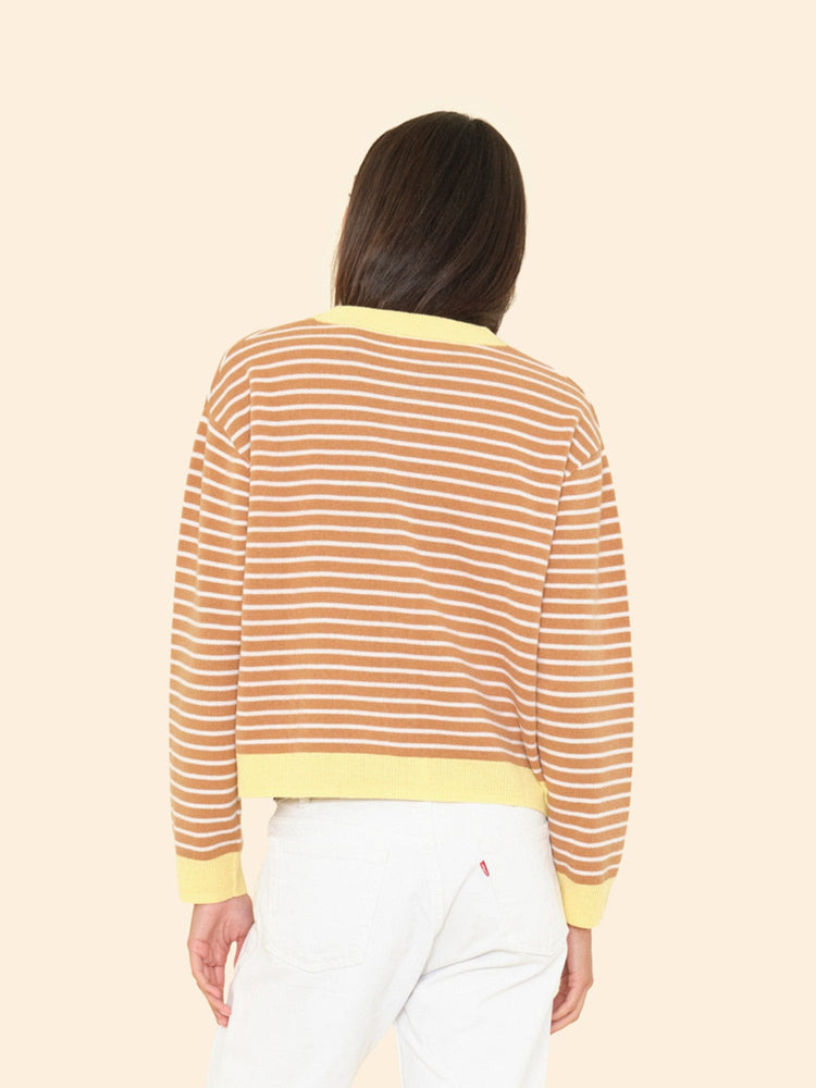 X2509 Sweater Camel Stripe Lillian Cardigan Camel Stripe Lillian Cardigan