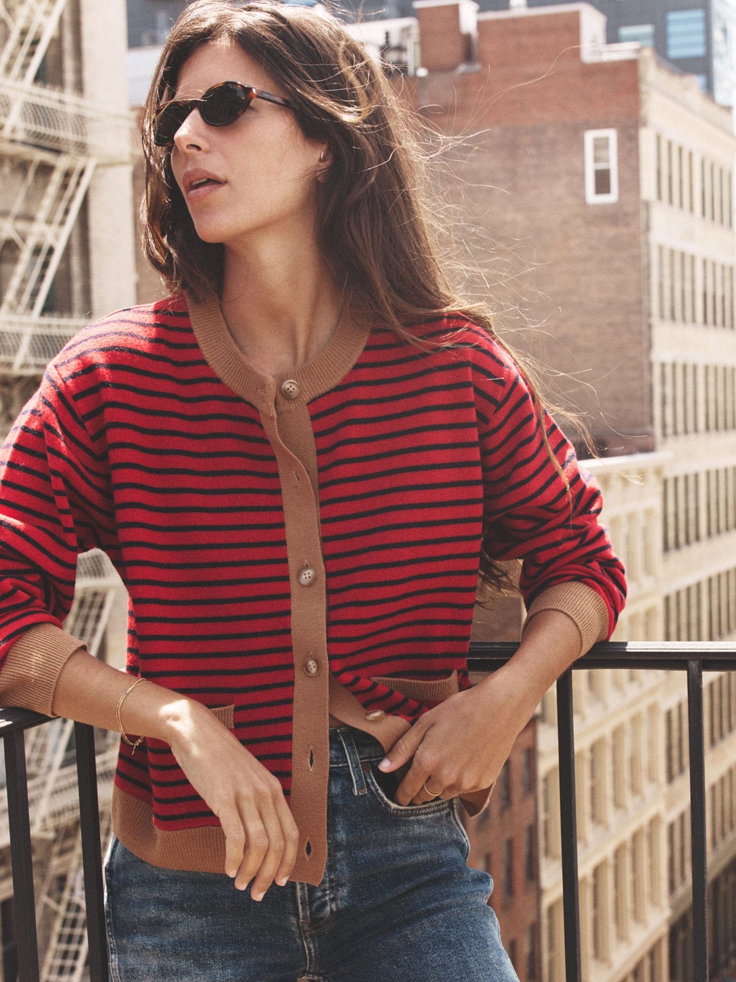 X2509 Sweater Red Stripe Lillian Cardigan Red Stripe Lillian Cardigan
