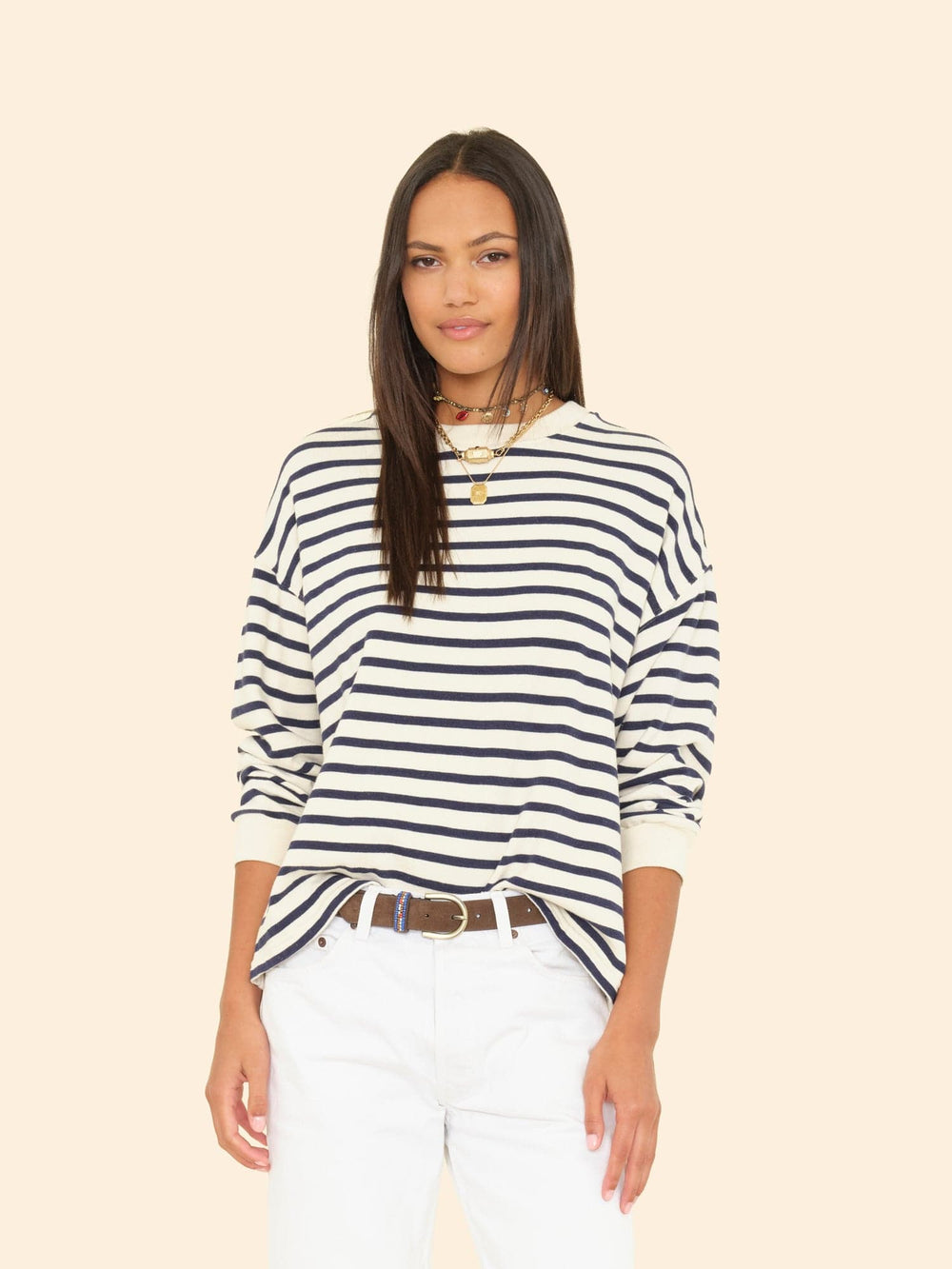 X2509 Sweatshirt Natural Stripe Honor Terry Sweatshirt Natural Stripe Honor Terry Sweatshirt