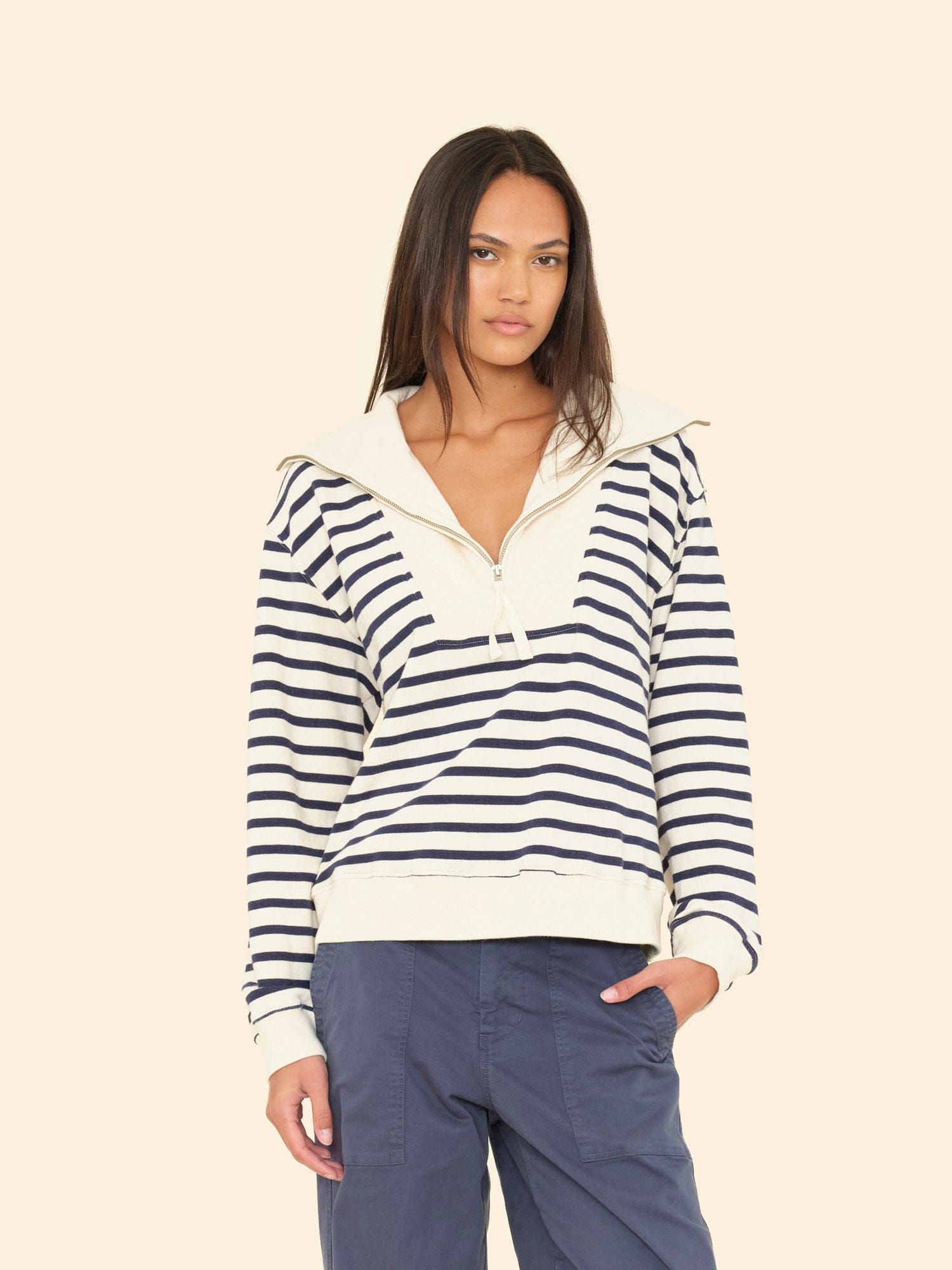 Natural Stripe Kat Terry Sweatshirt
