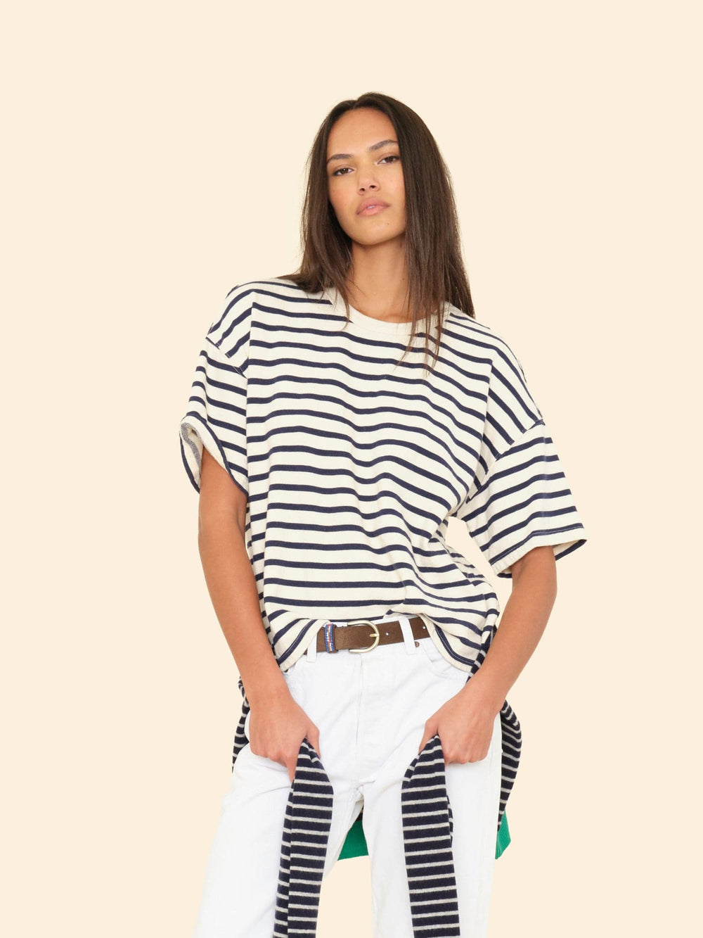 X2509 Tee Natural Stripe Romeo Terry Sweatshirt Natural Stripe Romeo Terry Sweatshirt