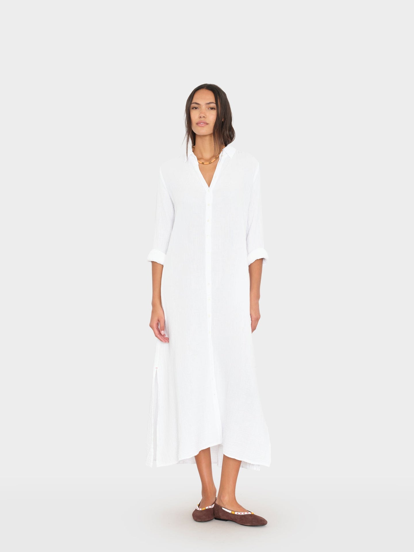 knee length dresses for ladies Kyra Midi Dress ~ White Gauze main image 0