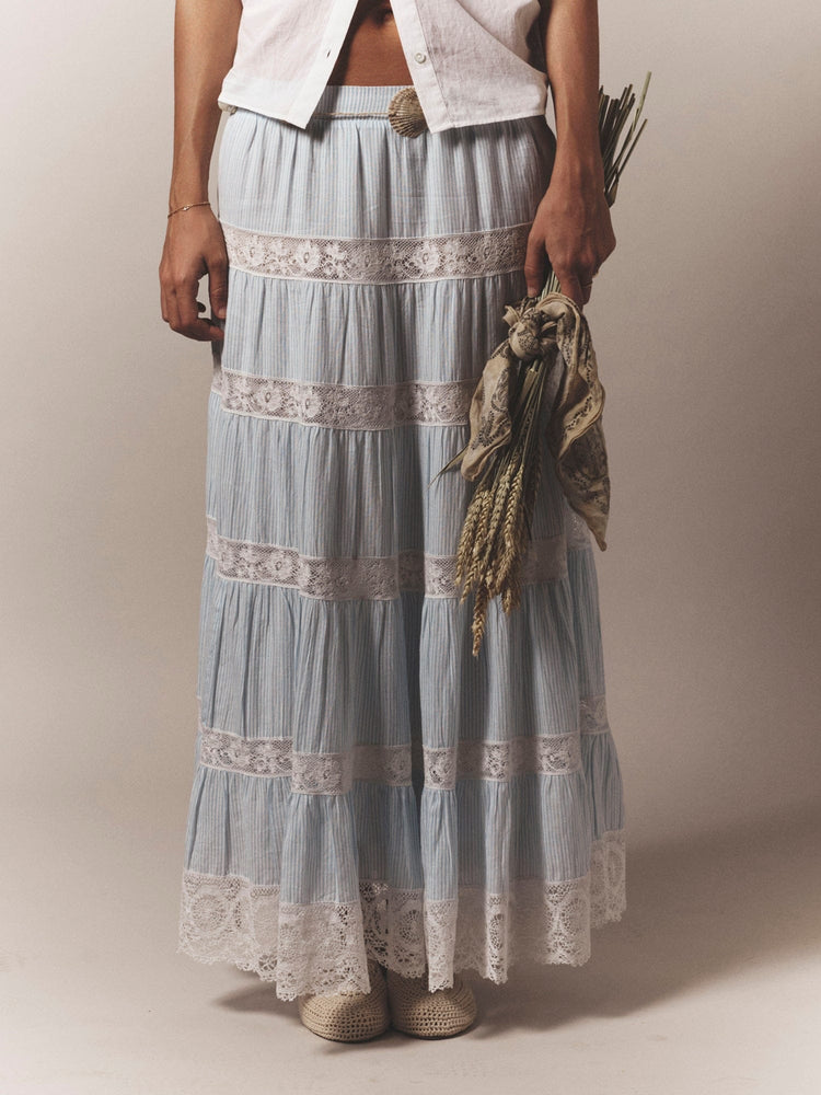 X2601 Skirt Blue White Stripe Amore Skirt Blue White Stripe Amore Skirt