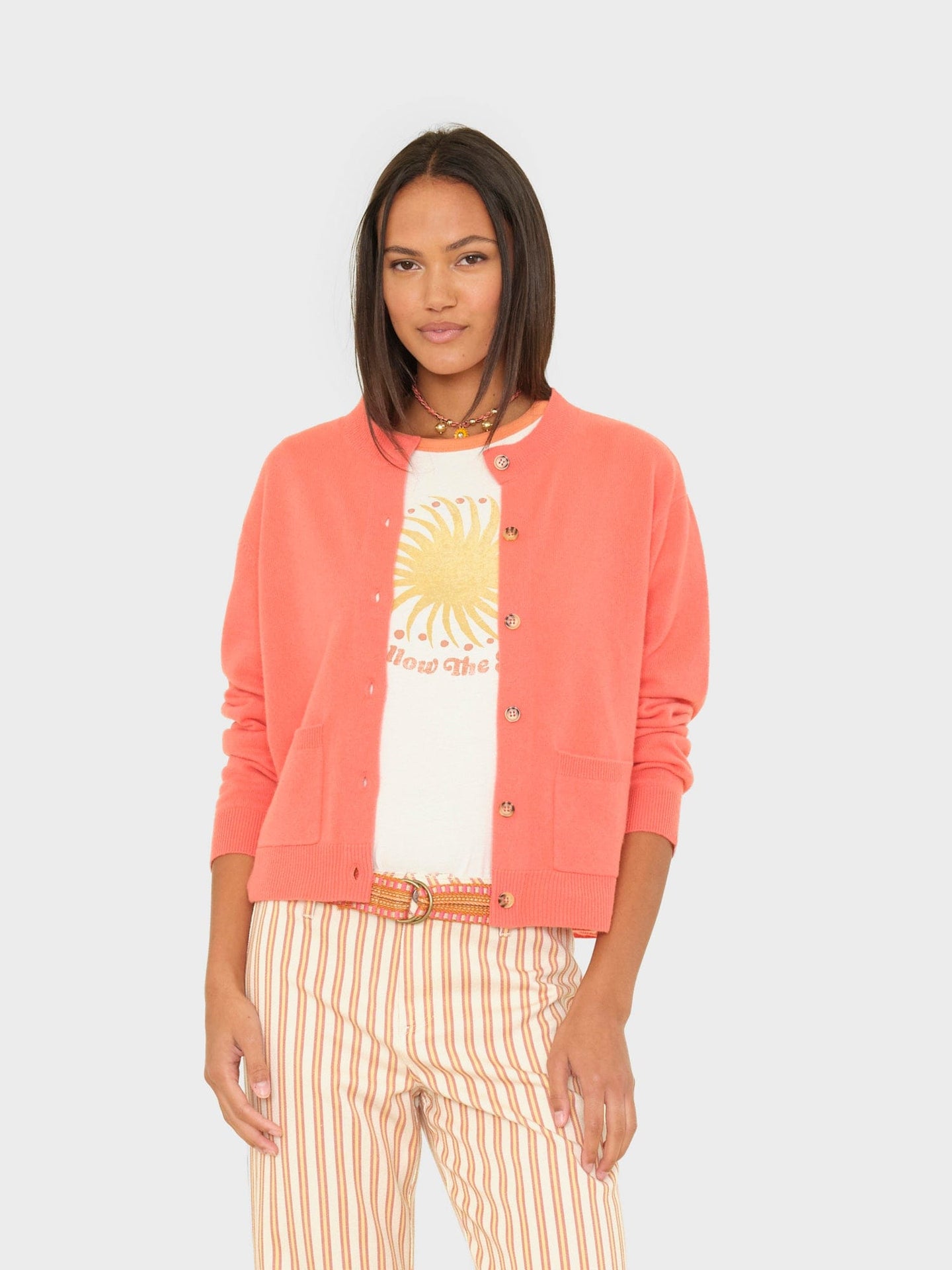X2601 Sweater Coral Pink Lillian Cardigan Coral Pink Lillian Cardigan