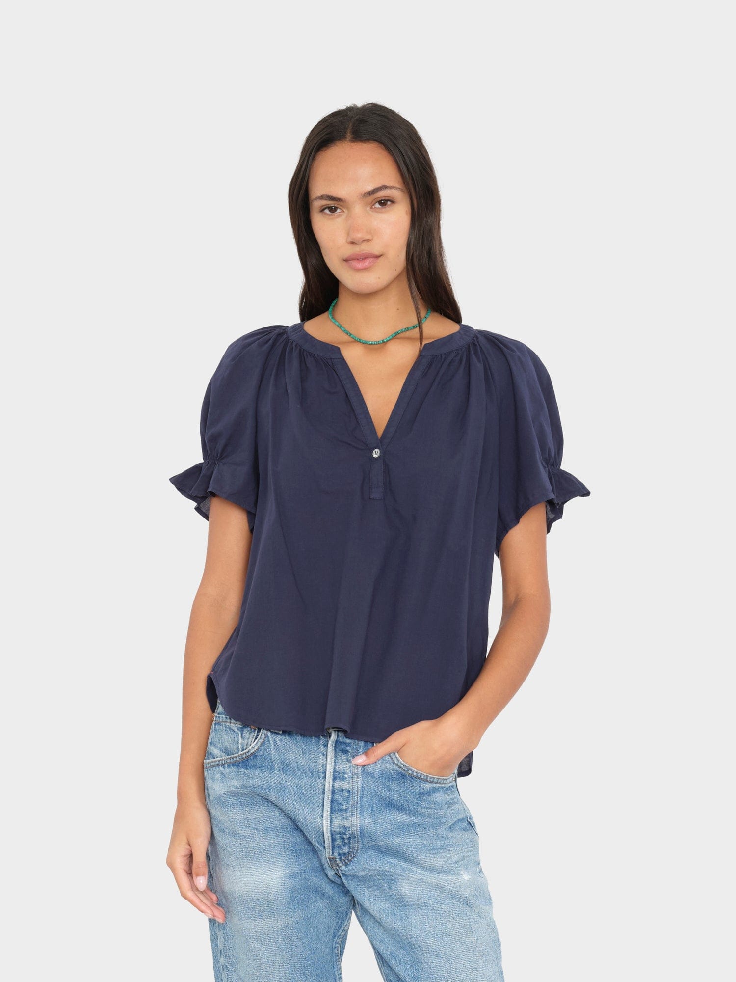 【美品】louren cut sleeve knit tops navy Versona | cache wrap side knit top - navy