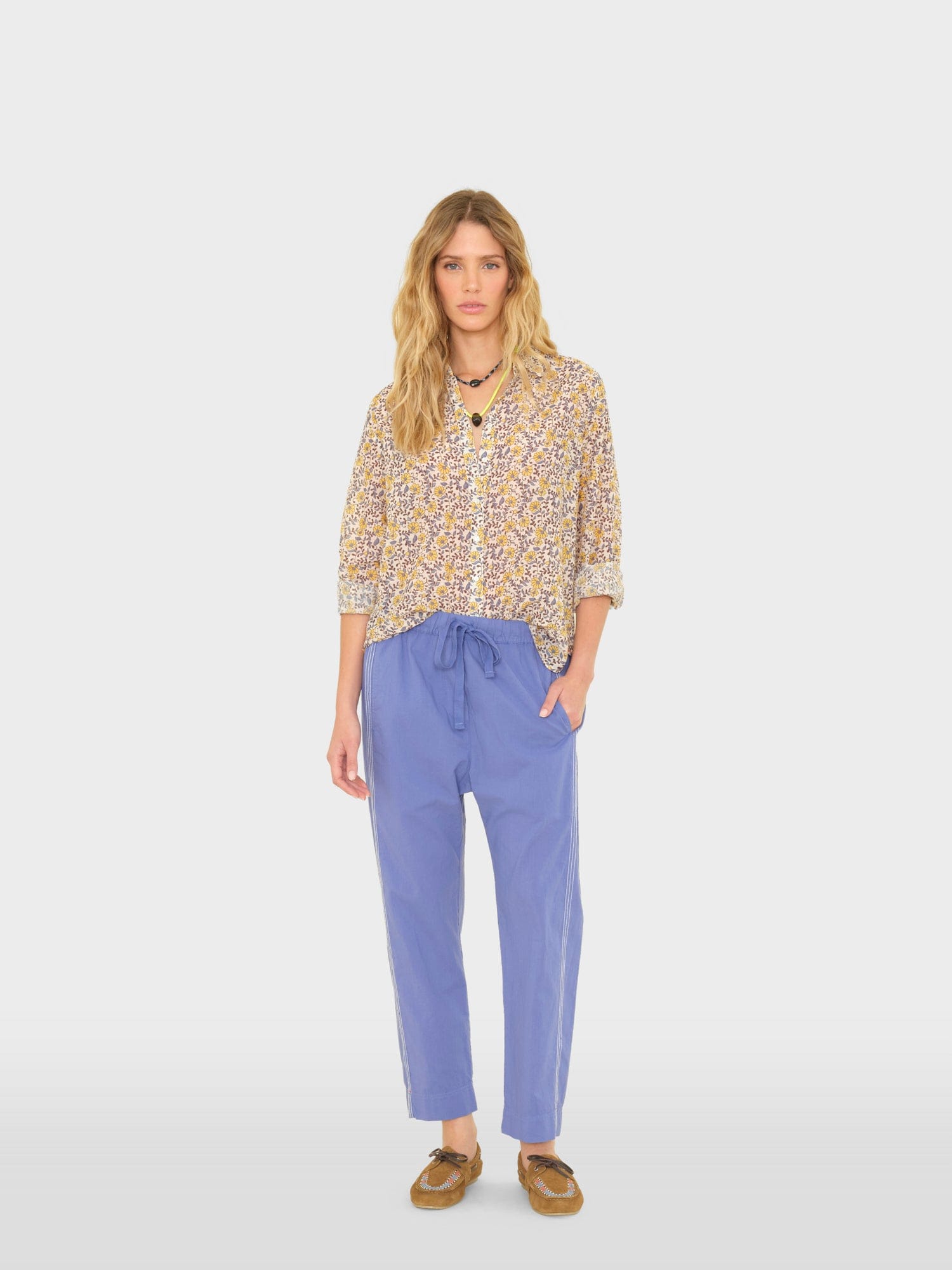 Star Blue White Draper Pant