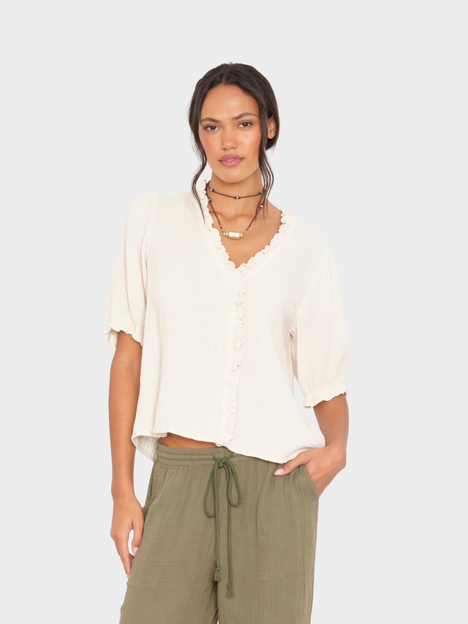 Oysterette Jenna Gauze Shirt