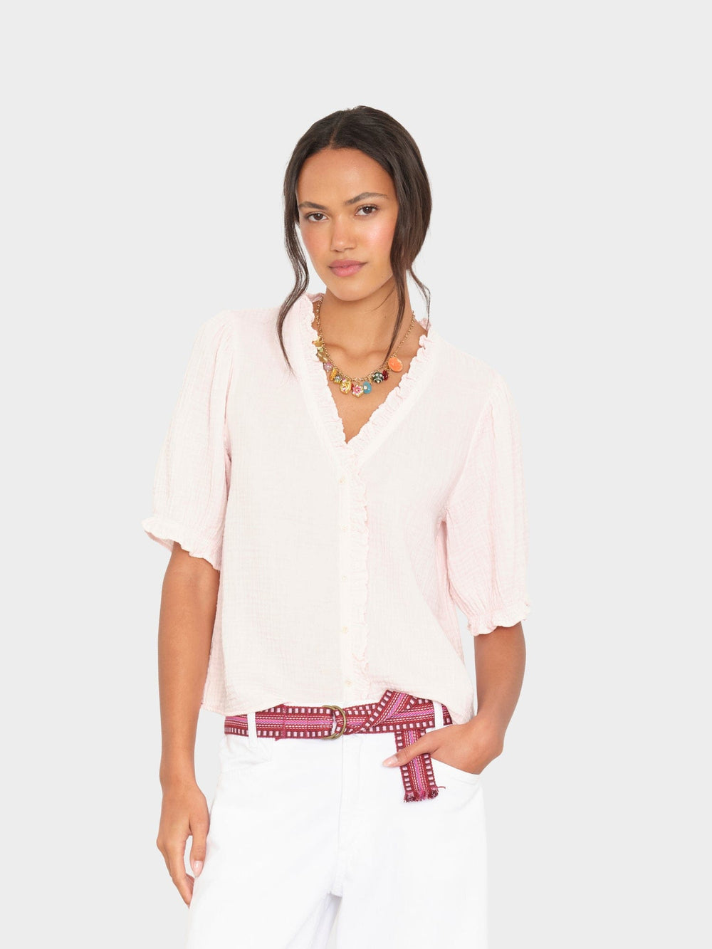 X2602 Shirt Pink Dawn Jenna Gauze Shirt Pink Dawn Jenna Gauze Shirt