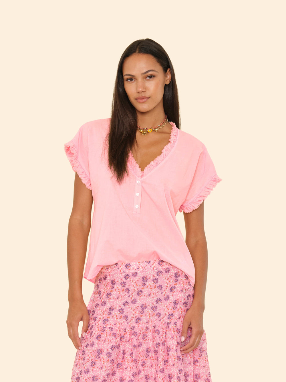 X2602 Top Hot Coral Darcy Top Hot Coral Darcy Top