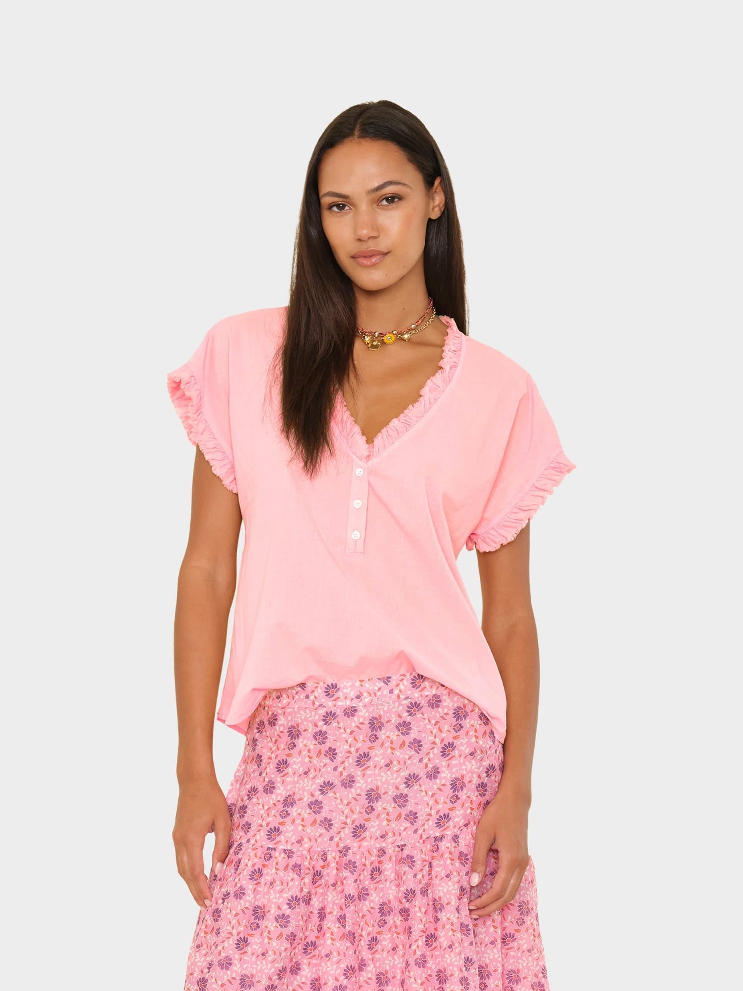 Hot Coral Darcy Top