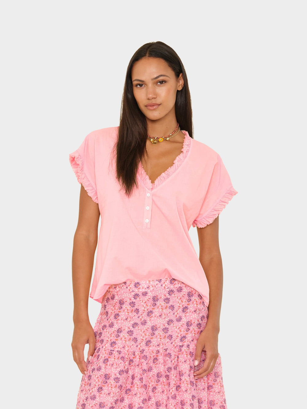 X2602 Top Hot Coral Darcy Top Hot Coral Darcy Top