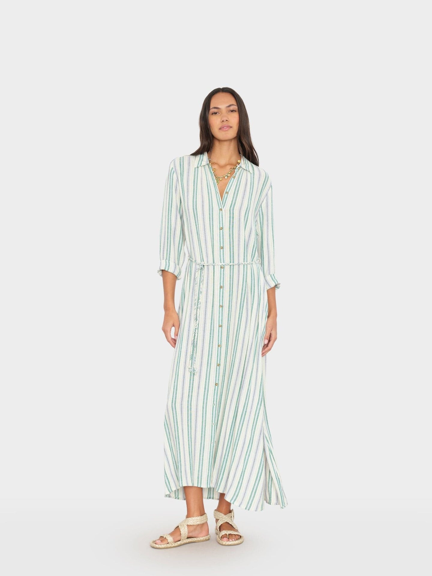 Blue Moss Stripe Bowen Dress Small / Blue Moss Stripe