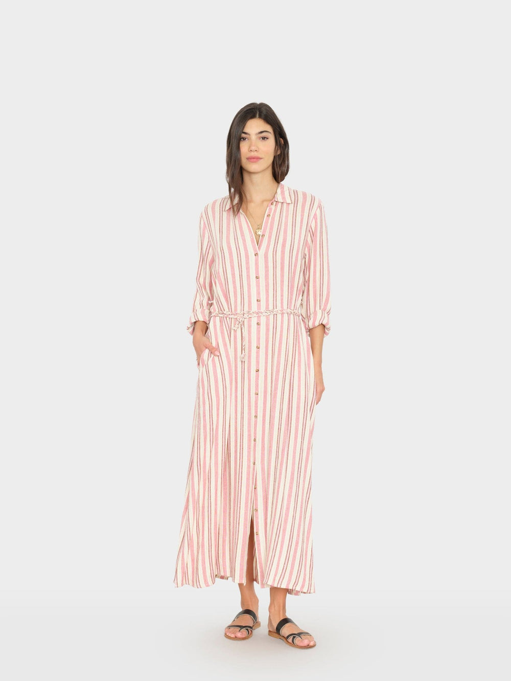 X2603 Dress Dusty Pink Stripe Bowen Dress Dusty Pink Stripe Bowen Dress