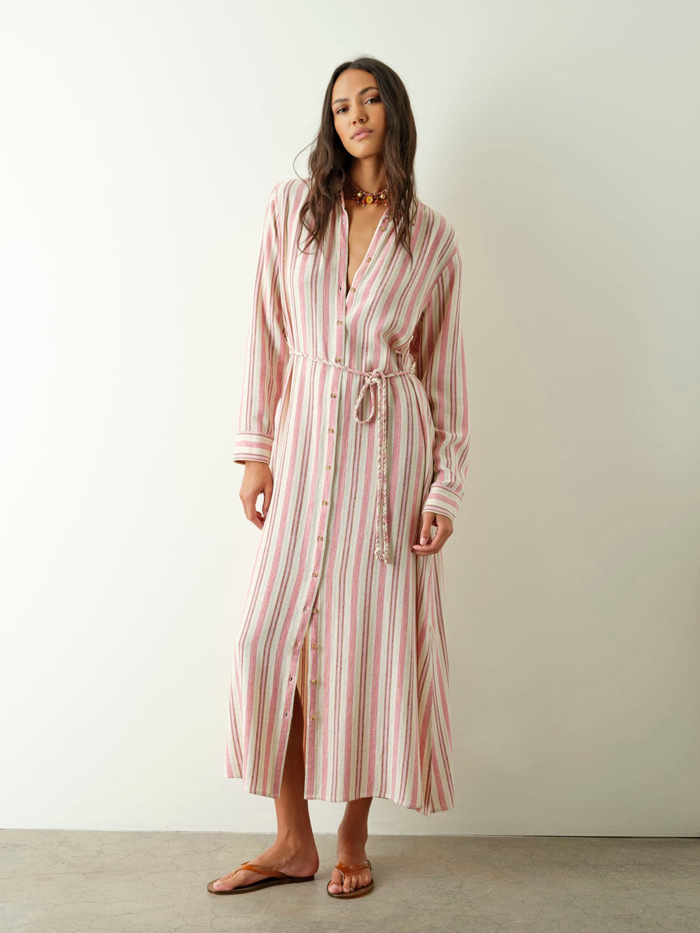 X2603 Dress Dusty Pink Stripe Bowen Dress Dusty Pink Stripe Bowen Dress
