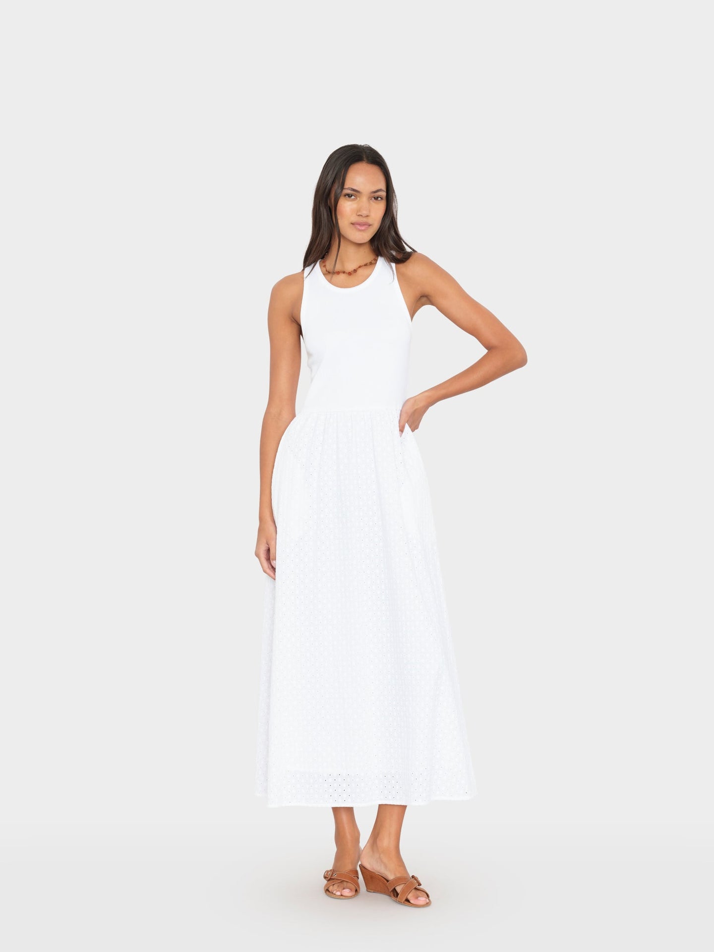White Flynn Embroidered Dress Small / White