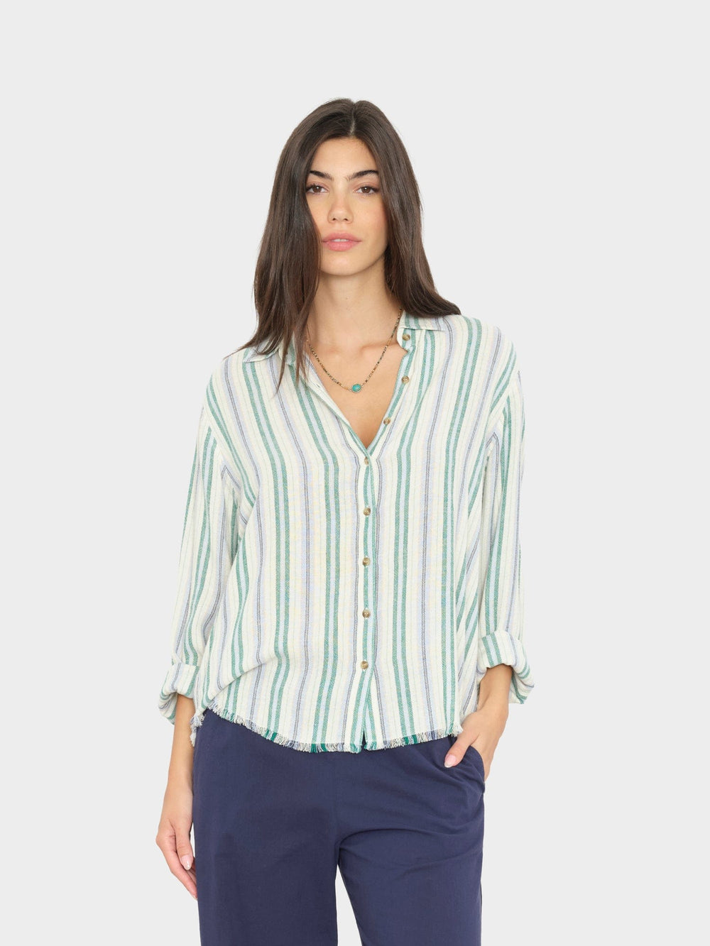 X2603 Shirt Blue Moss Stripe Bowie Shirt Blue Moss Stripe Bowie Shirt