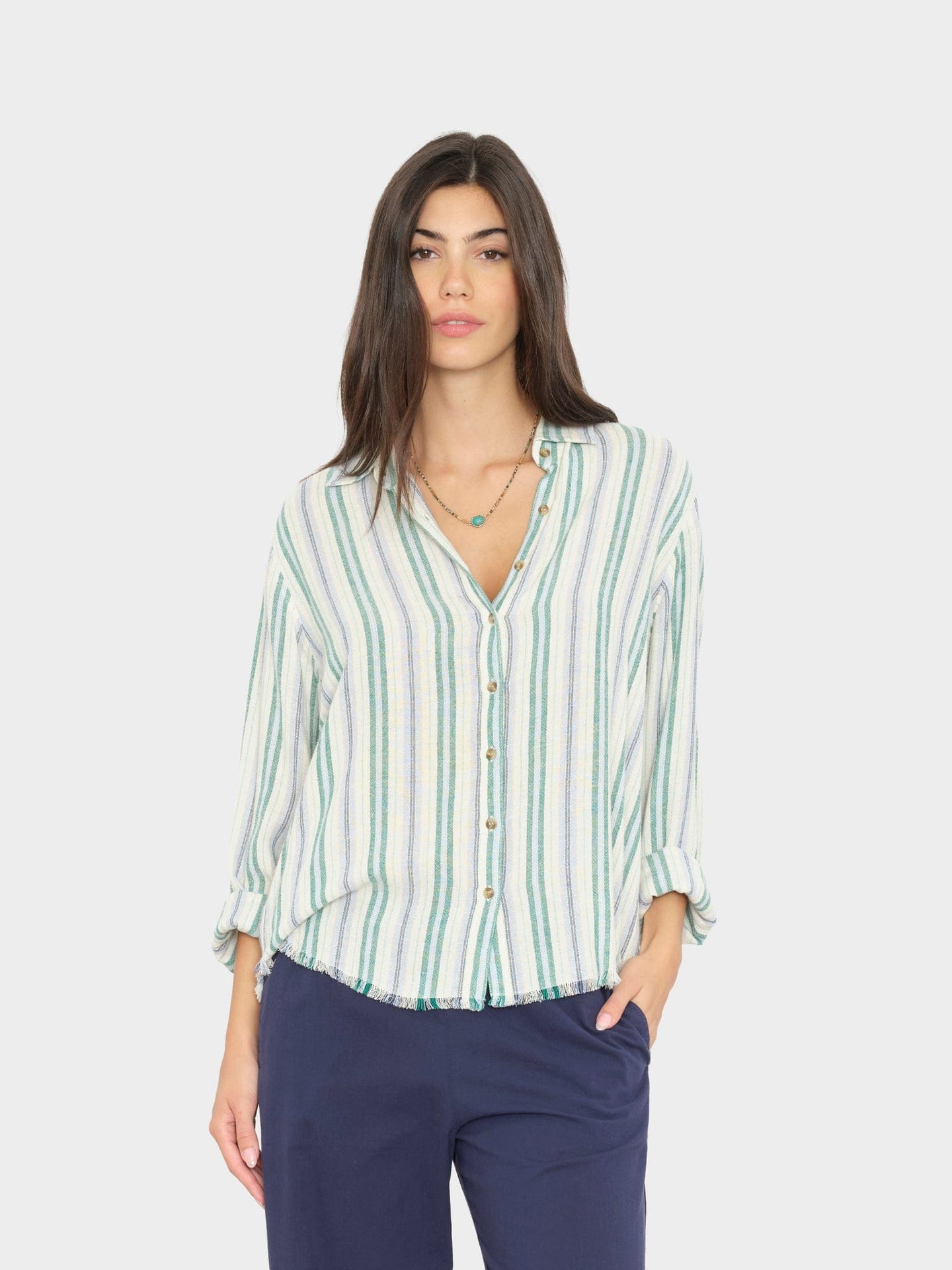 X2603 Shirt Blue Moss Stripe Bowie Shirt Blue Moss Stripe Bowie Shirt
