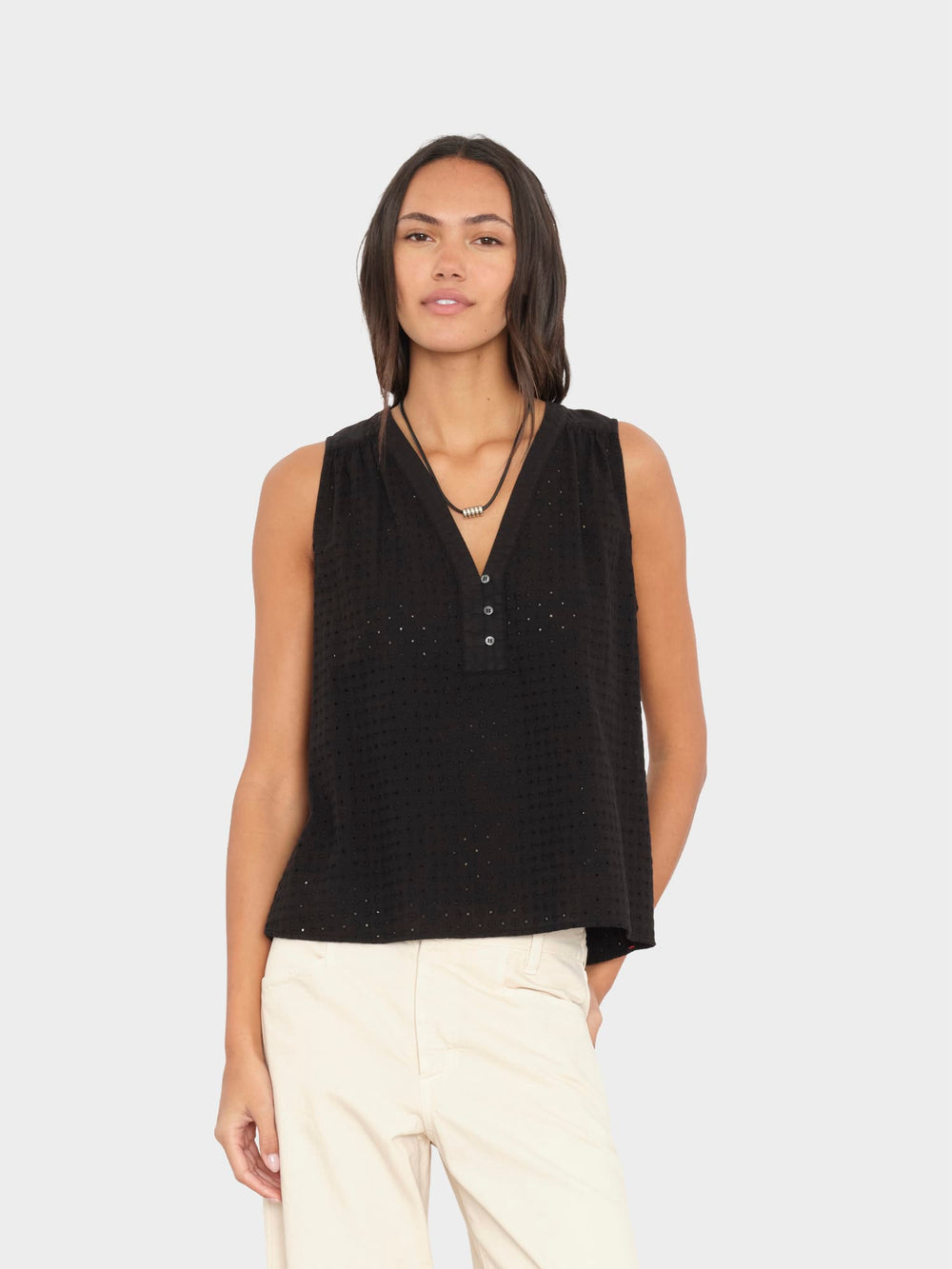 X2603 Top Black Miki Embroidered Top Black Miki Embroidered Top