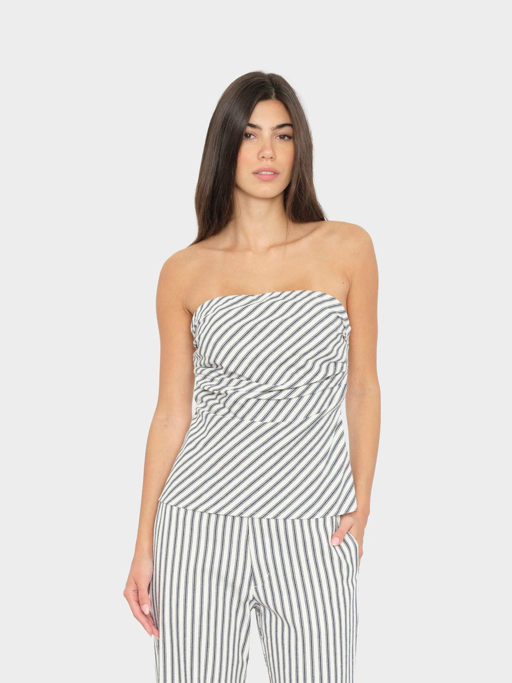 X2603 Top Blue Slate Stripe Nora Top Blue Slate Stripe Nora Top