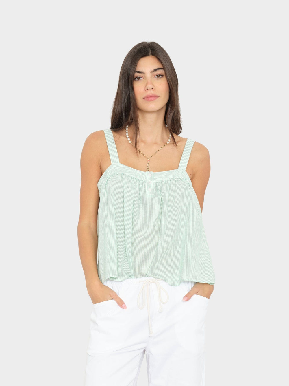 X2603 Top Fresh Mint Stripe Maryn Top Fresh Mint Stripe Maryn Top