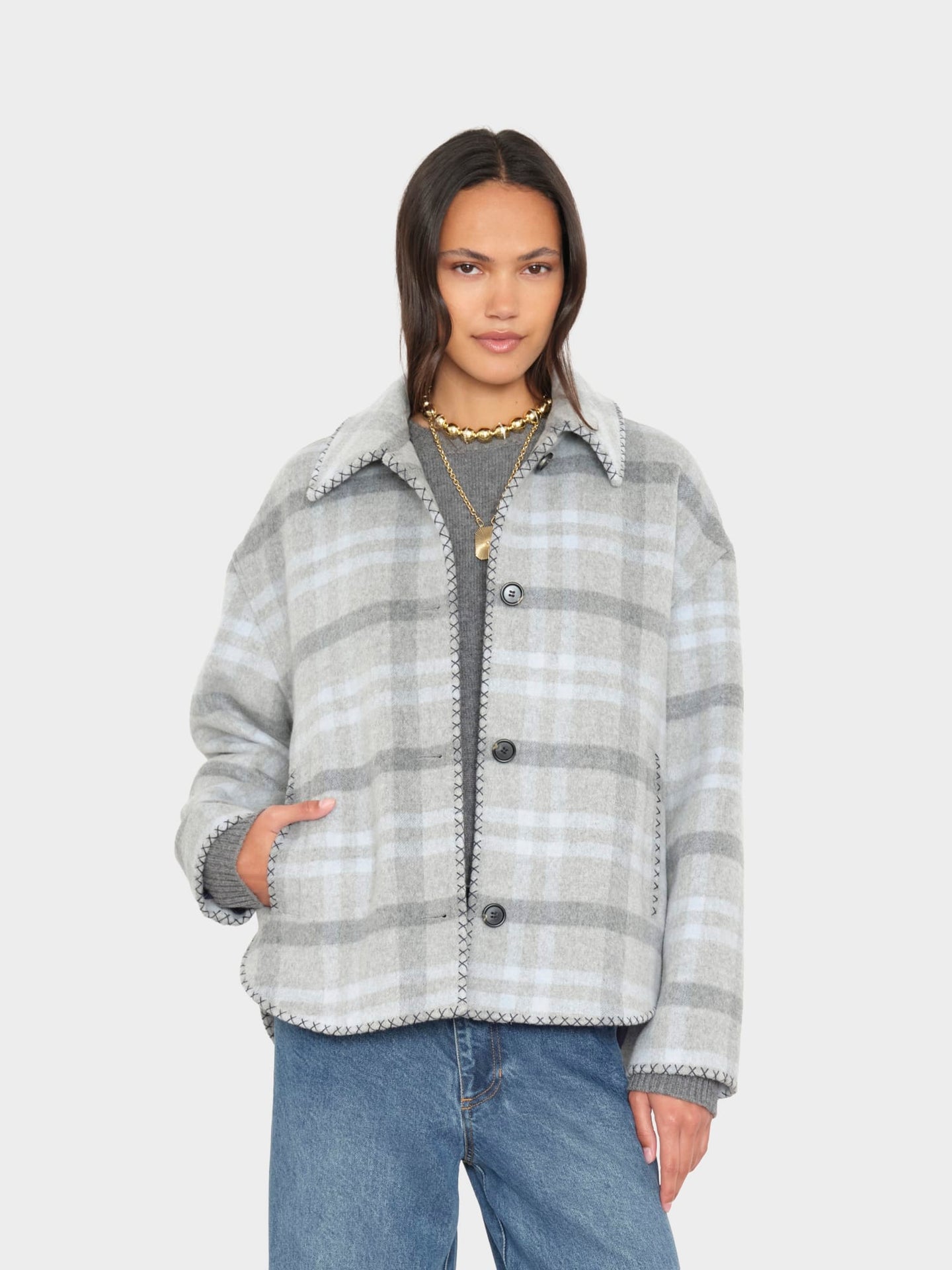 X2606 Jacket Frost Blue Plaid Dean Jacket Frost Blue Plaid Dean Jacket