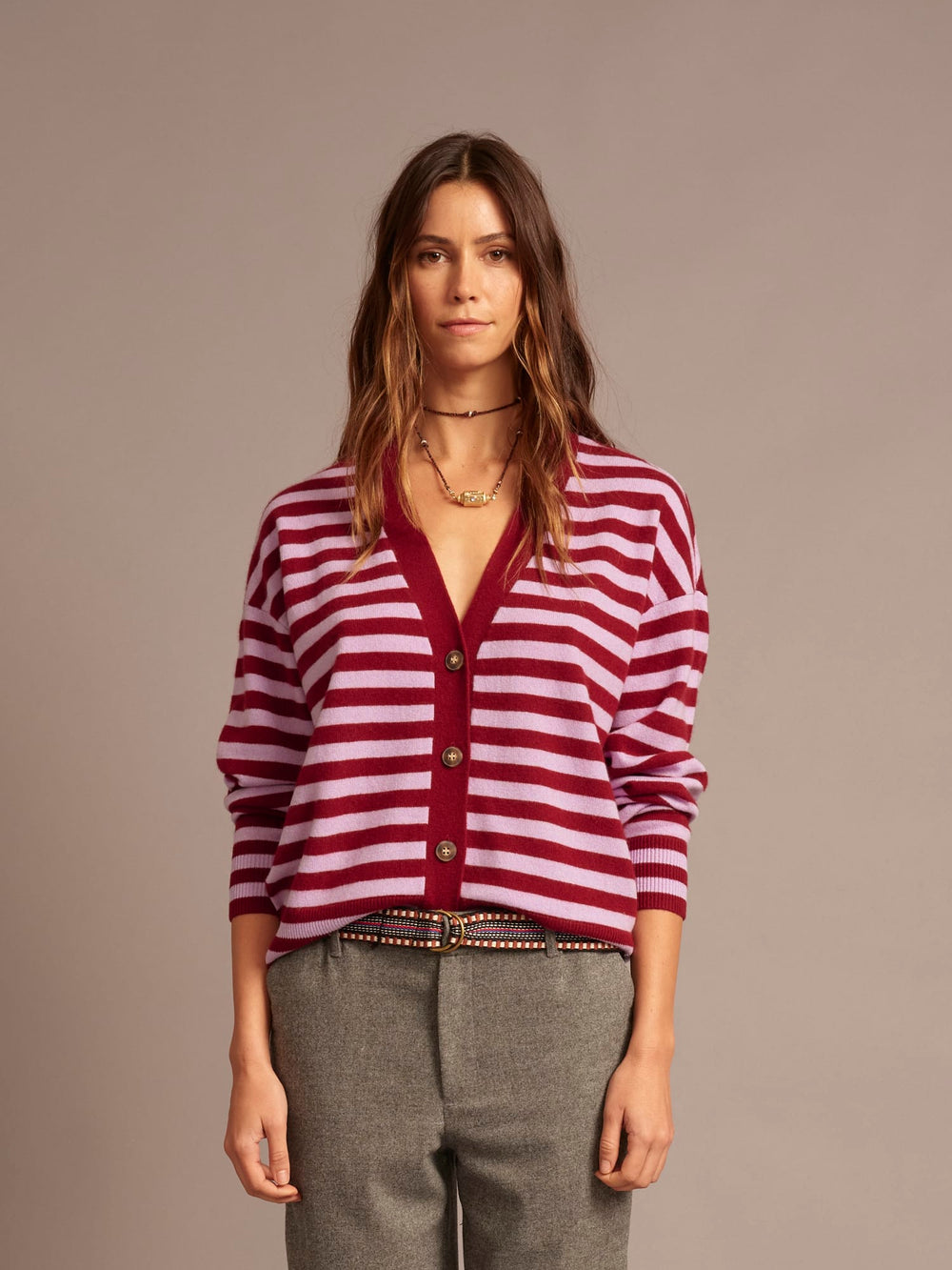 X2606 Sweater Garnet Petal Estelle Cardigan Garnet Petal Estelle Cardigan