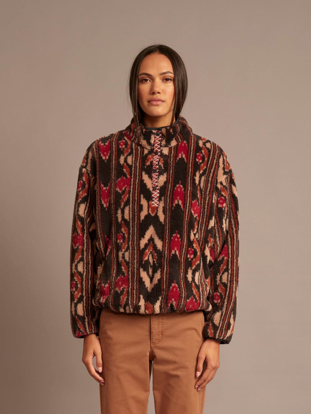 X2607 Sweater Black Ikat Ridge Pullover Black Ikat Ridge Pullover