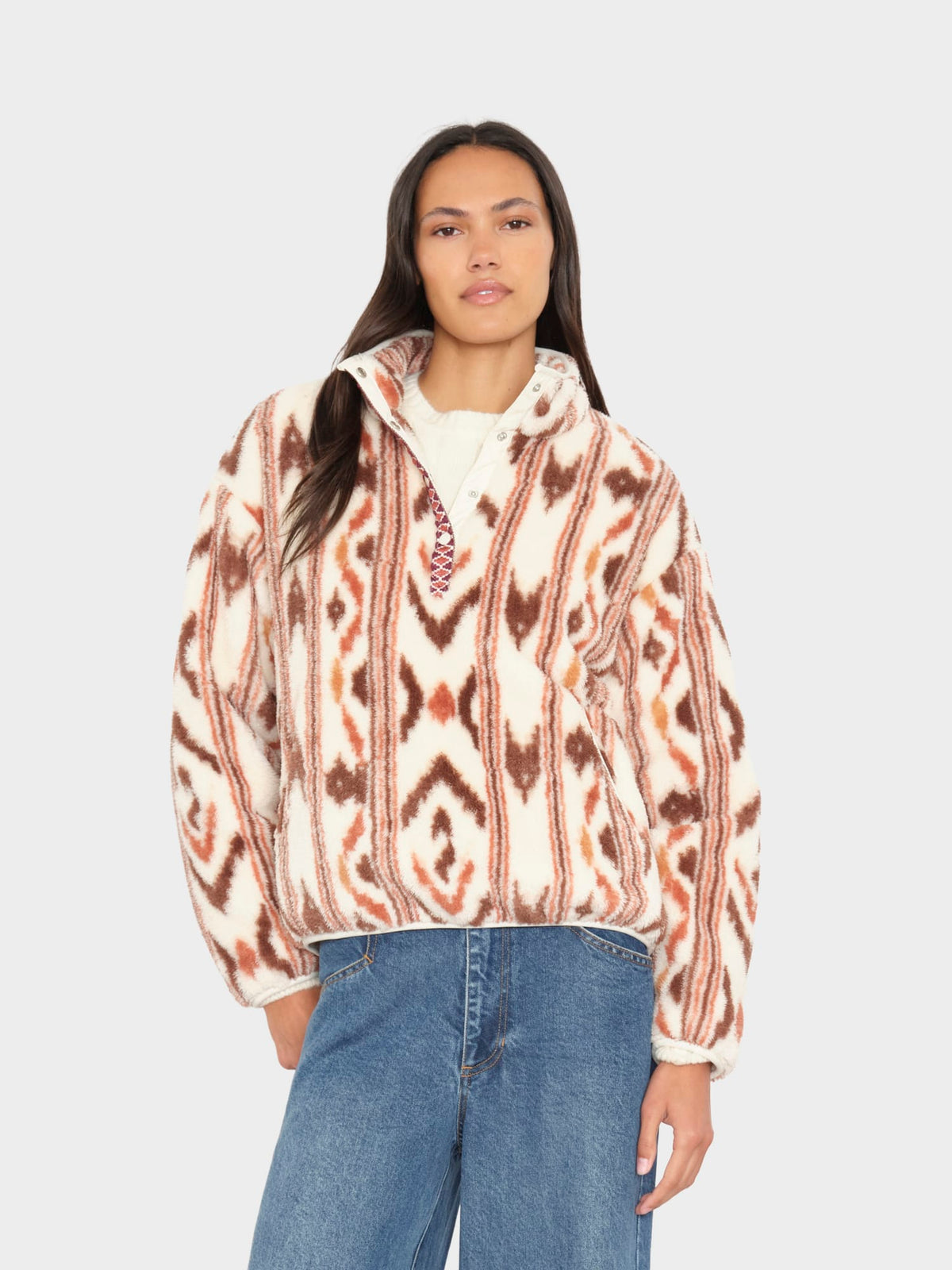X2607 Sweater Ivory Ikat Ridge Pullover Ivory Ikat Ridge Pullover