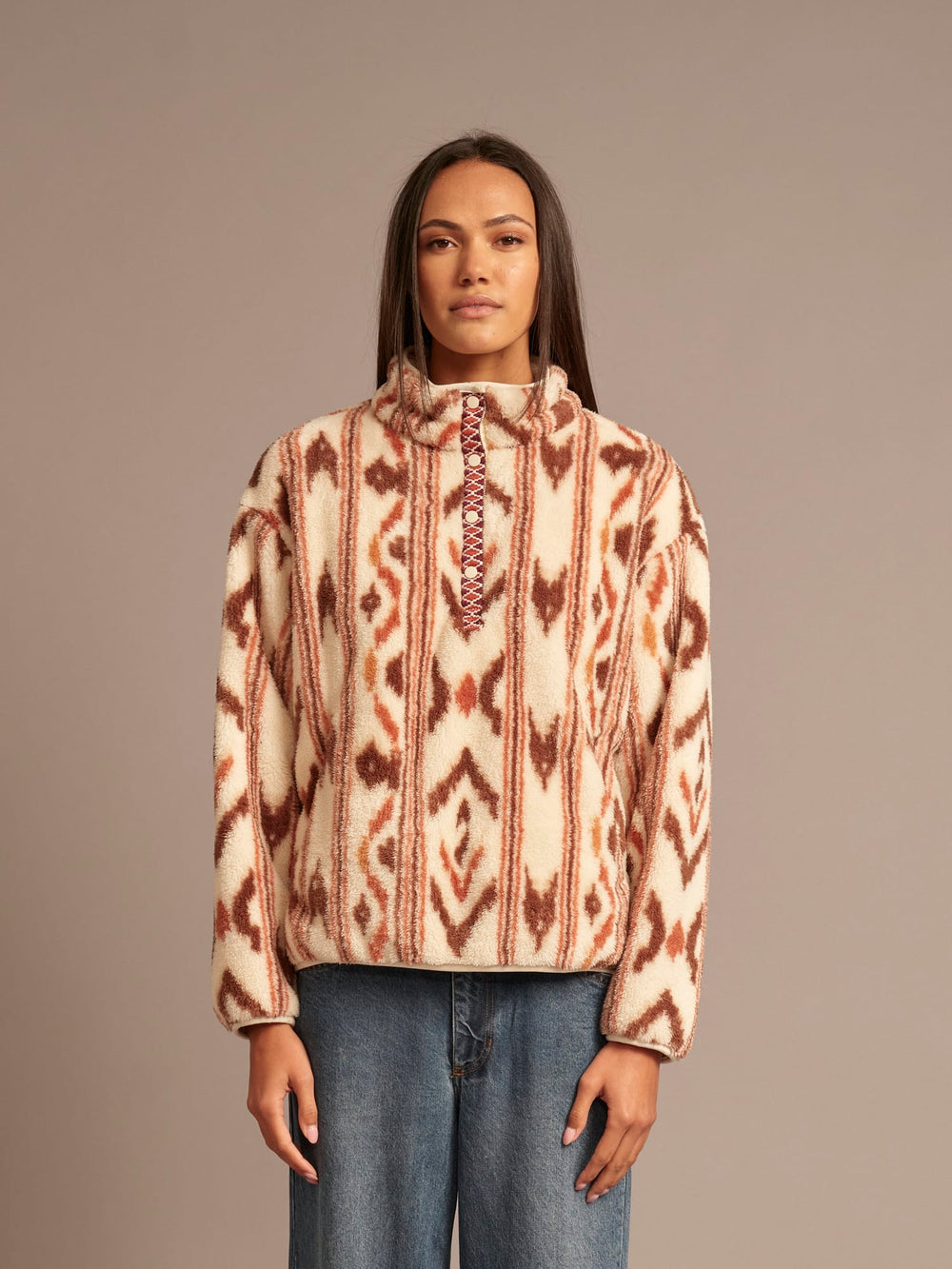 X2607 Sweater Ivory Ikat Ridge Pullover Ivory Ikat Ridge Pullover