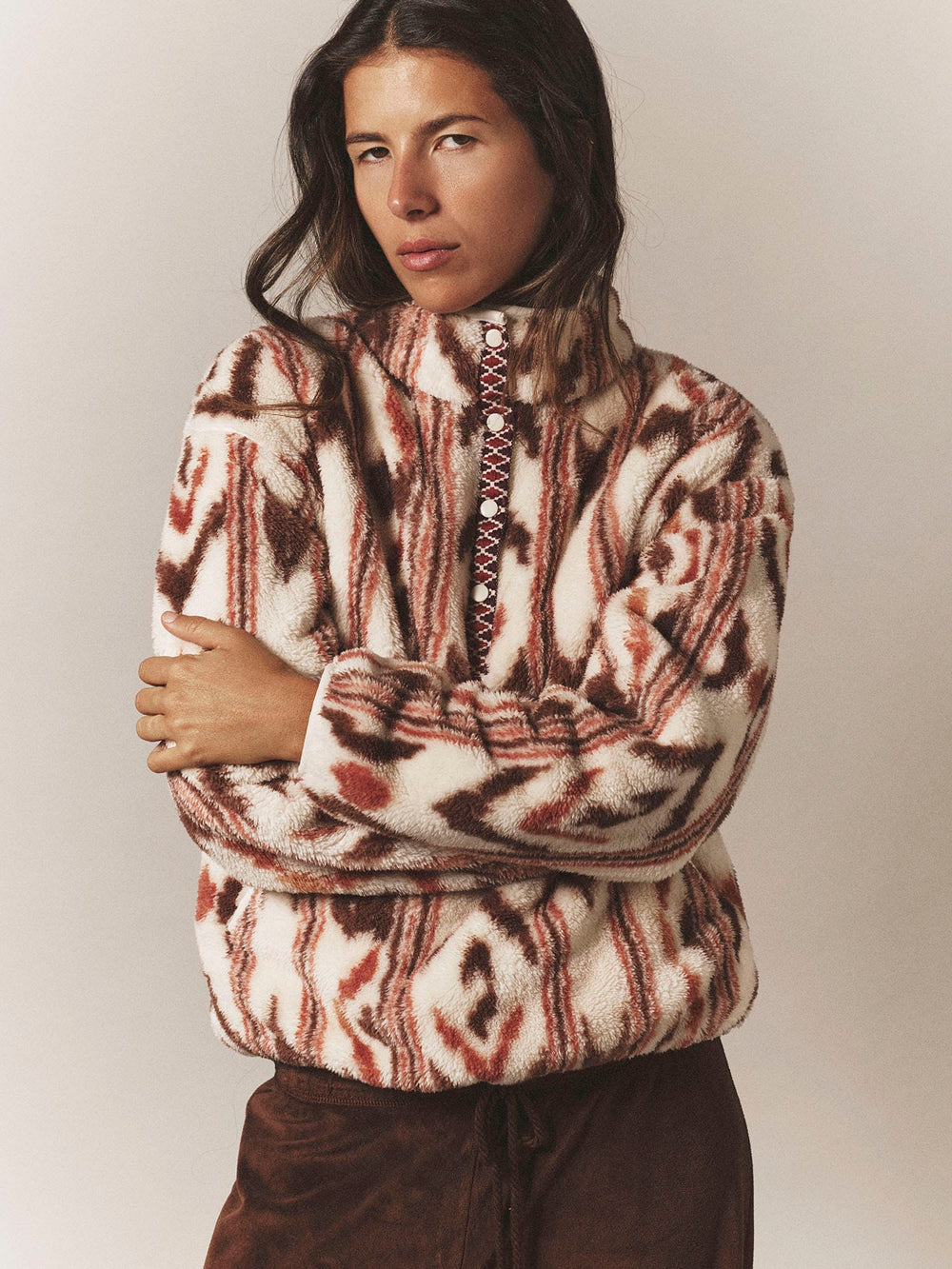 X2607 Sweater Ivory Ikat Ridge Pullover Ivory Ikat Ridge Pullover