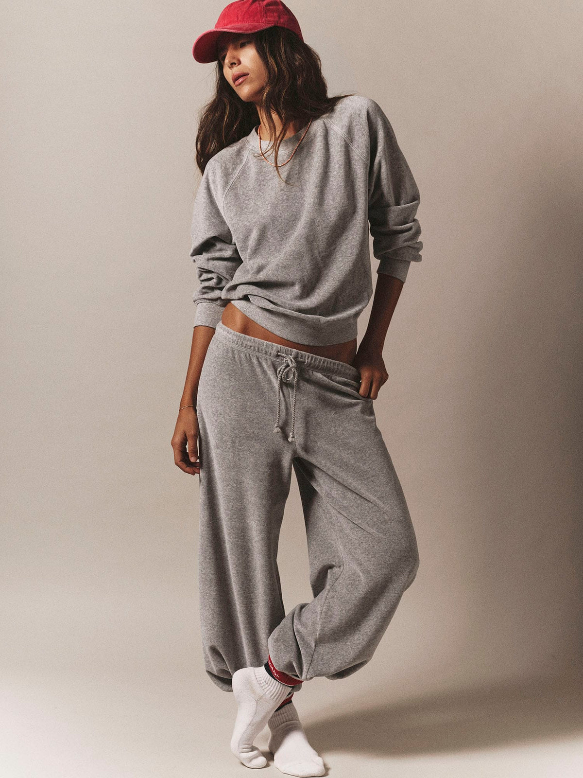 X2607 Sweatpant Heather Grey Manon Velour Pant Heather Grey Manon Velour Pant