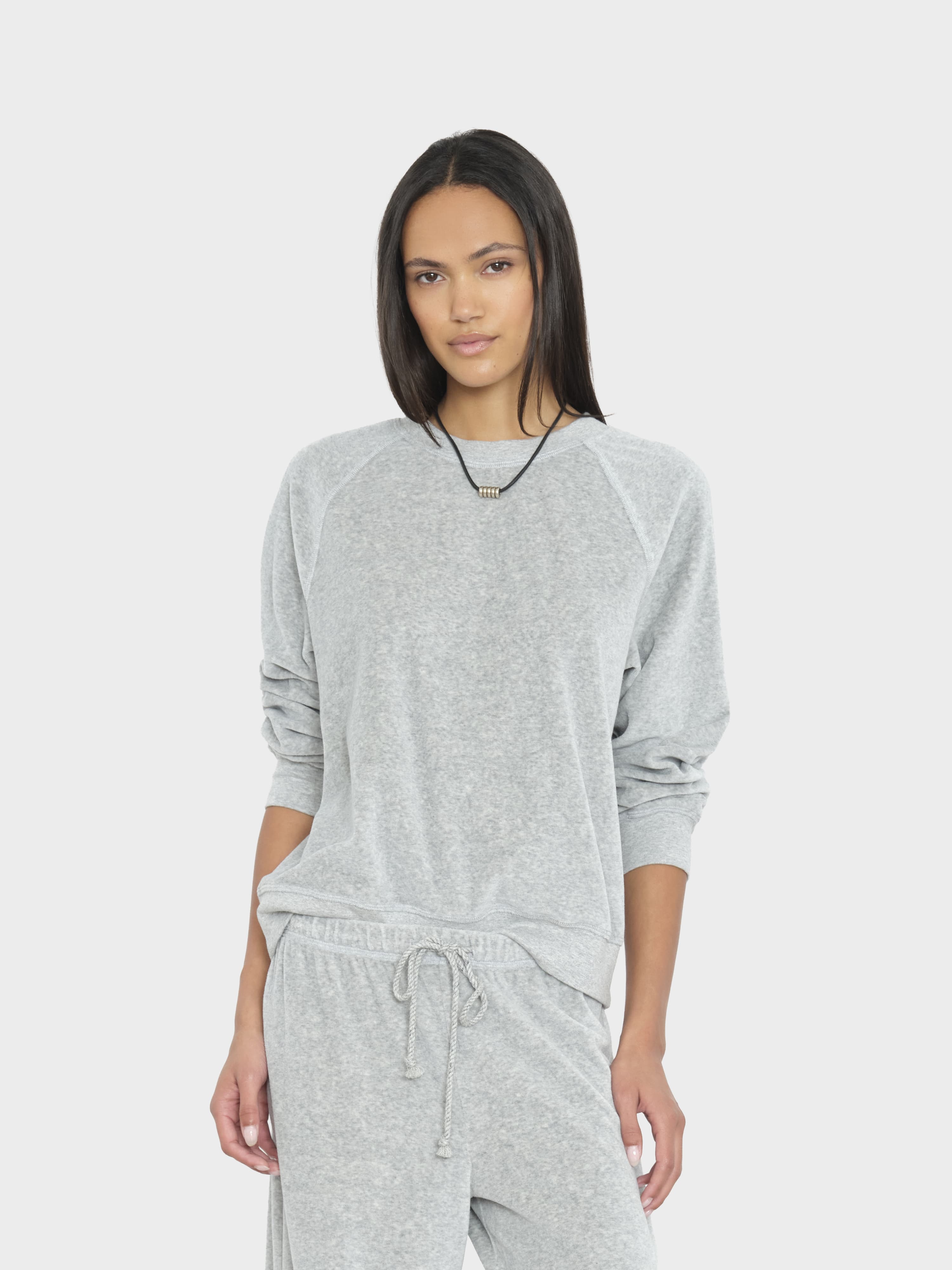 Heather Grey Pierre Velour Sweatshirt