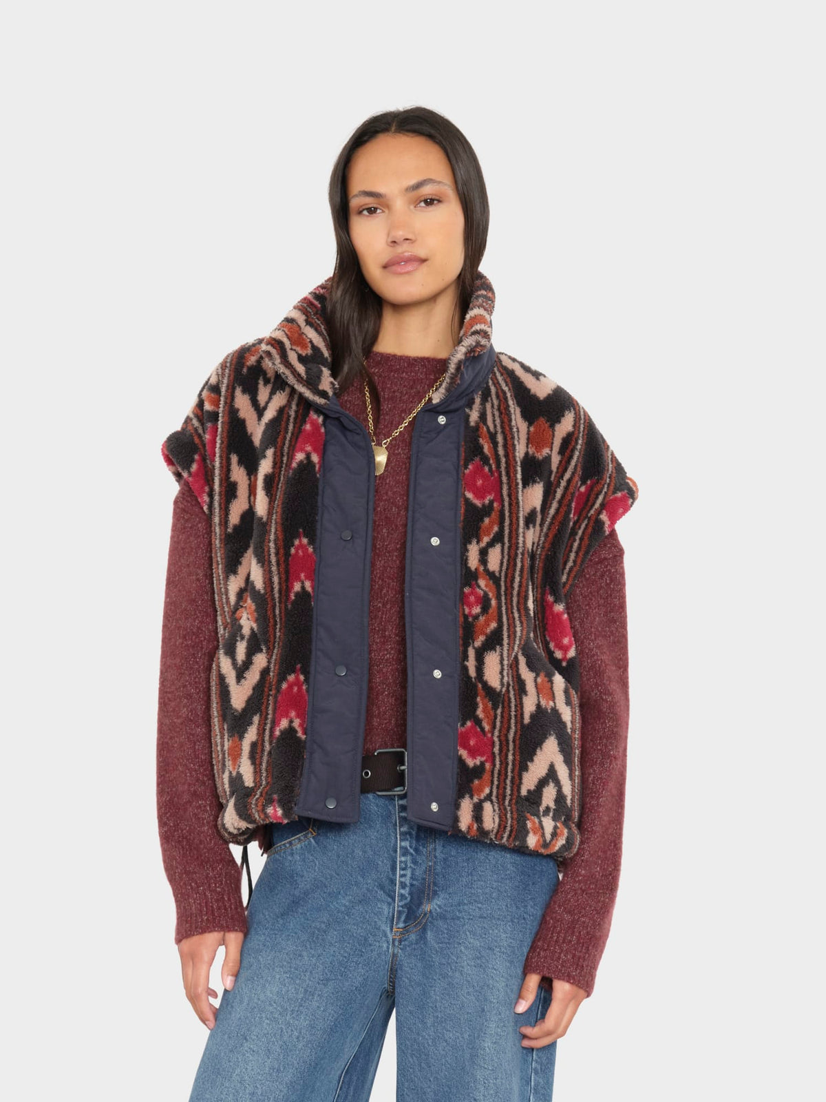 X2607 Vest Black Ikat Ravena Vest Black Ikat Ravena Vest